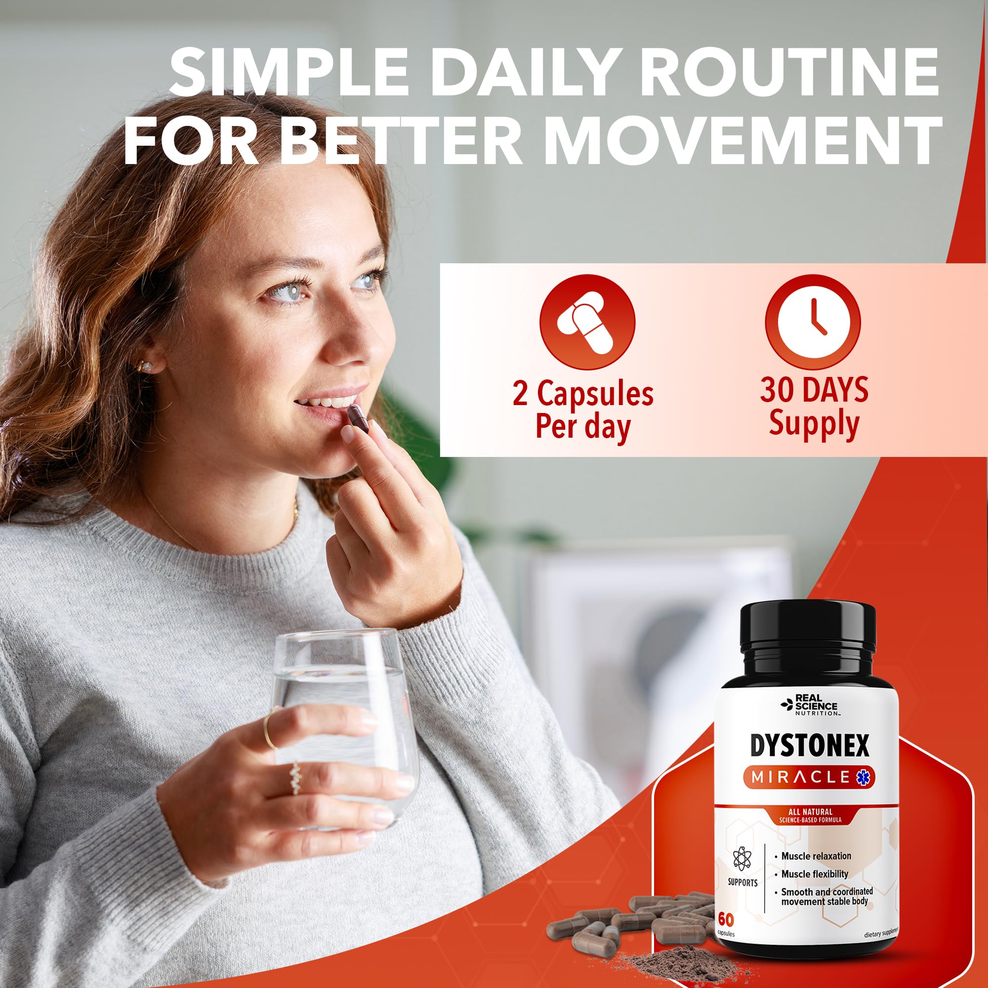 Real Science Dystonex - Dystonia Support Supplement for Tremors, Muscle Contractions & Spasms – Muscle Relaxer Pills with Vinitrox & GABA for Nerve Support & Blood Circulation – Made in USA, 60 Caps — Amazon image 6