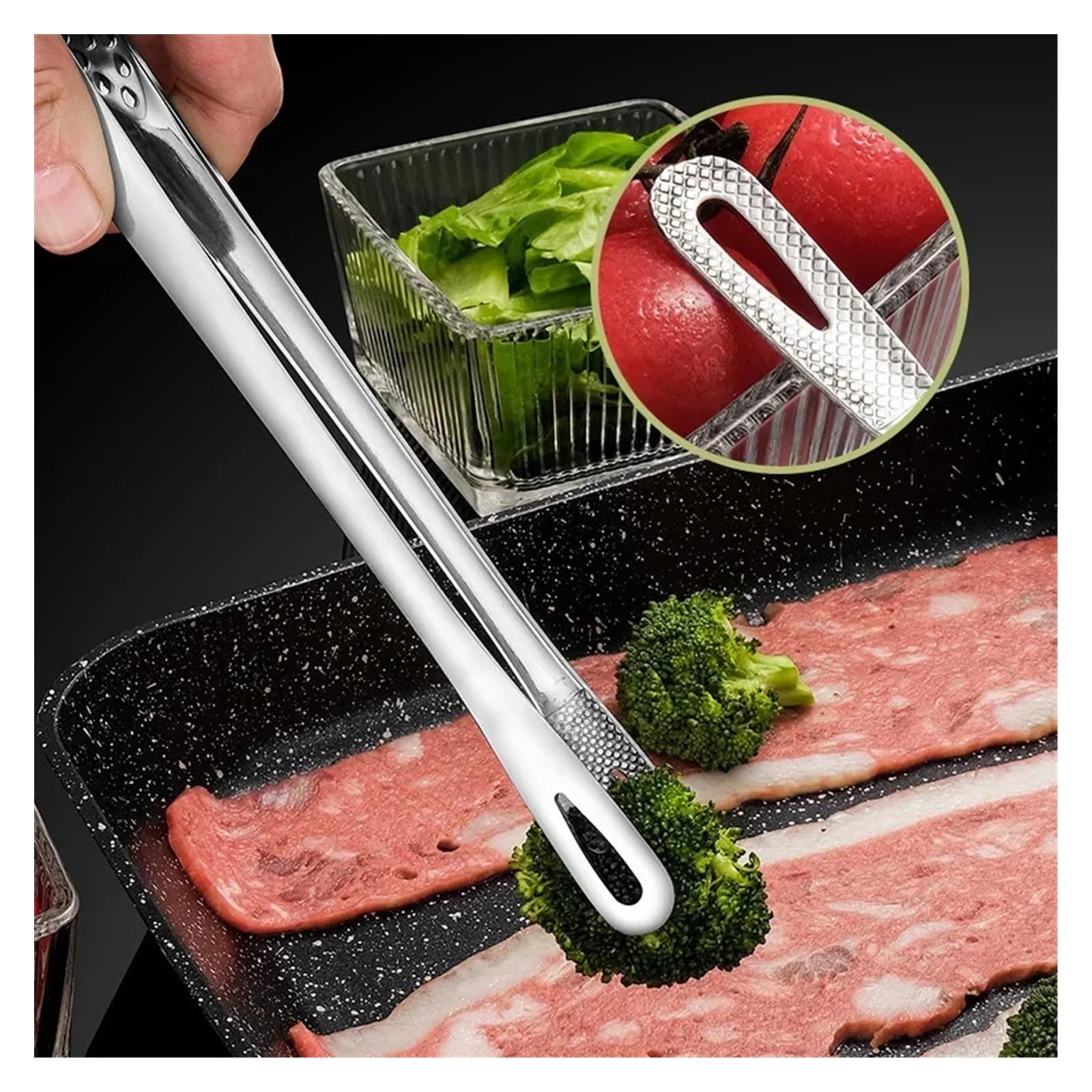 Szczypce do grilla, Szczypce kuchenne do grilla Szczypce do grilla ze stali nierdzewnej Klips Szczypce do mięsa do grilla BBQ Pęsety do gotowania Przybory kuchenne Akcesoria kuchenne(28cm)