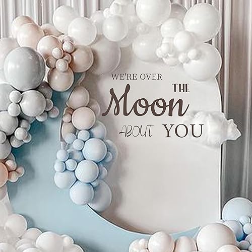 Vista 3 de Calcomanía de pared con texto en inglés «We Over The Moon About You», decoración de baby shower, calcomanías de decoración de pared para guardería