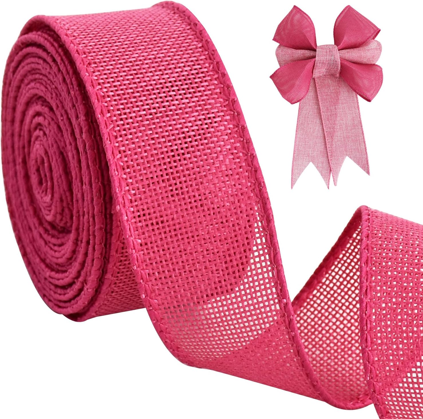 TONIFUL Burlap Wired Ribbon, 11/2 Inch Faux Burlap Ribbons