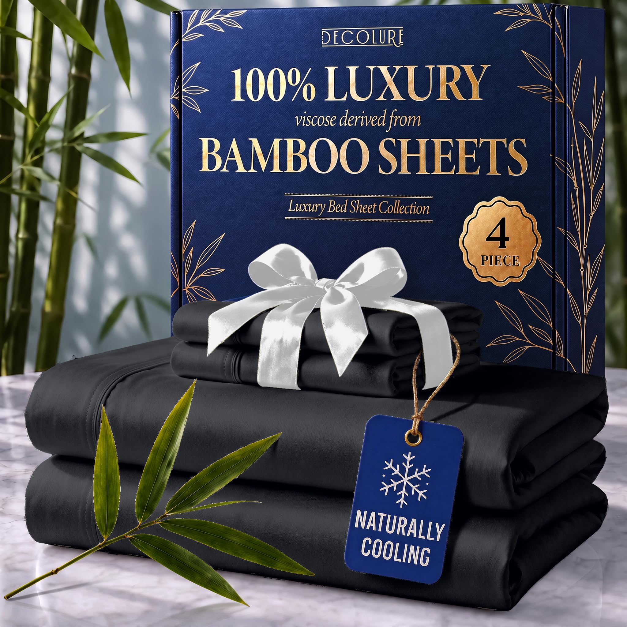 DECOLURE 100% Viscose Derived from Bamboo Sheets | 4 Pc Bed Set