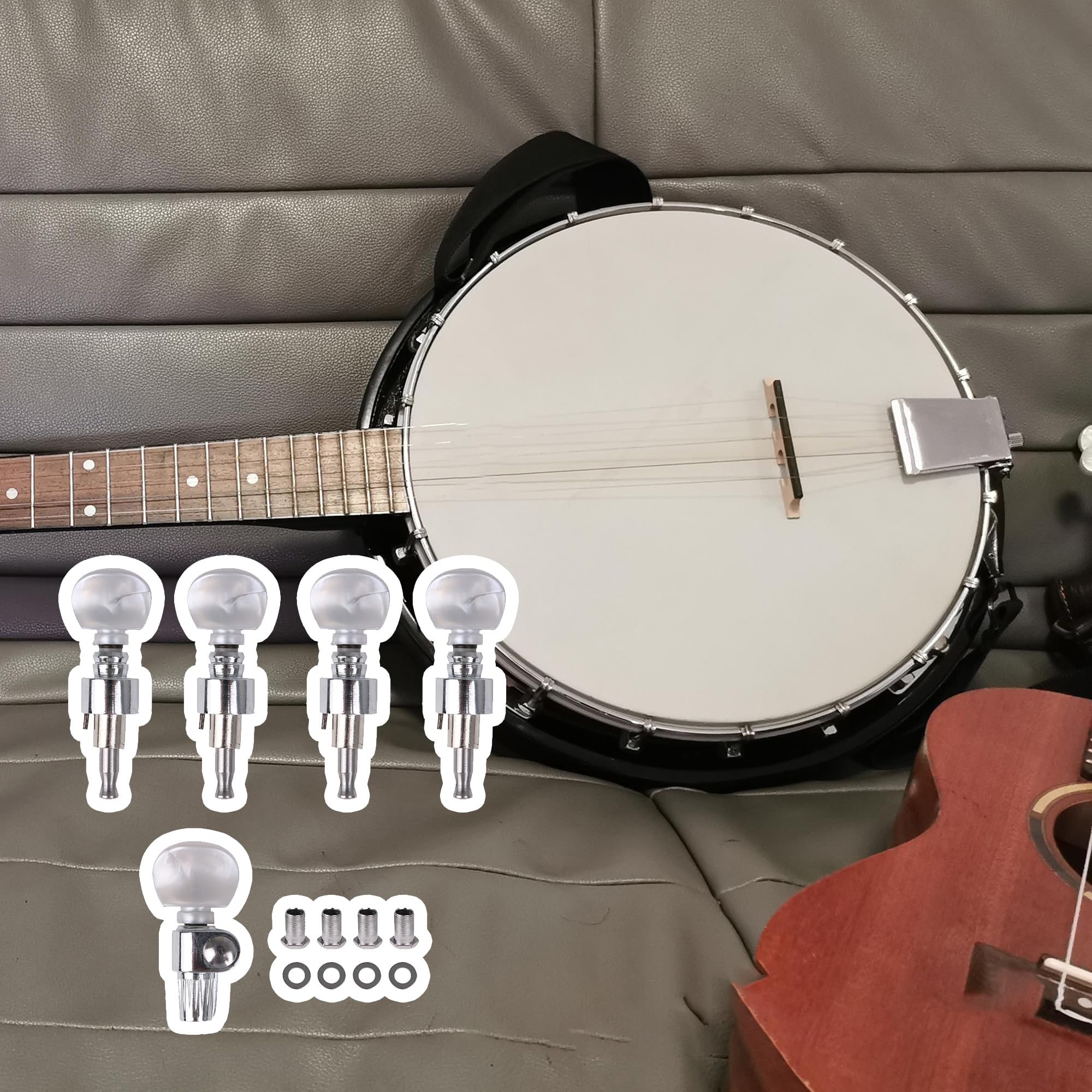 Yibuy Banjo-Stimmzapfen, Mechaniken, Wirbel, weiß, für Banjo mit 5 Saiten