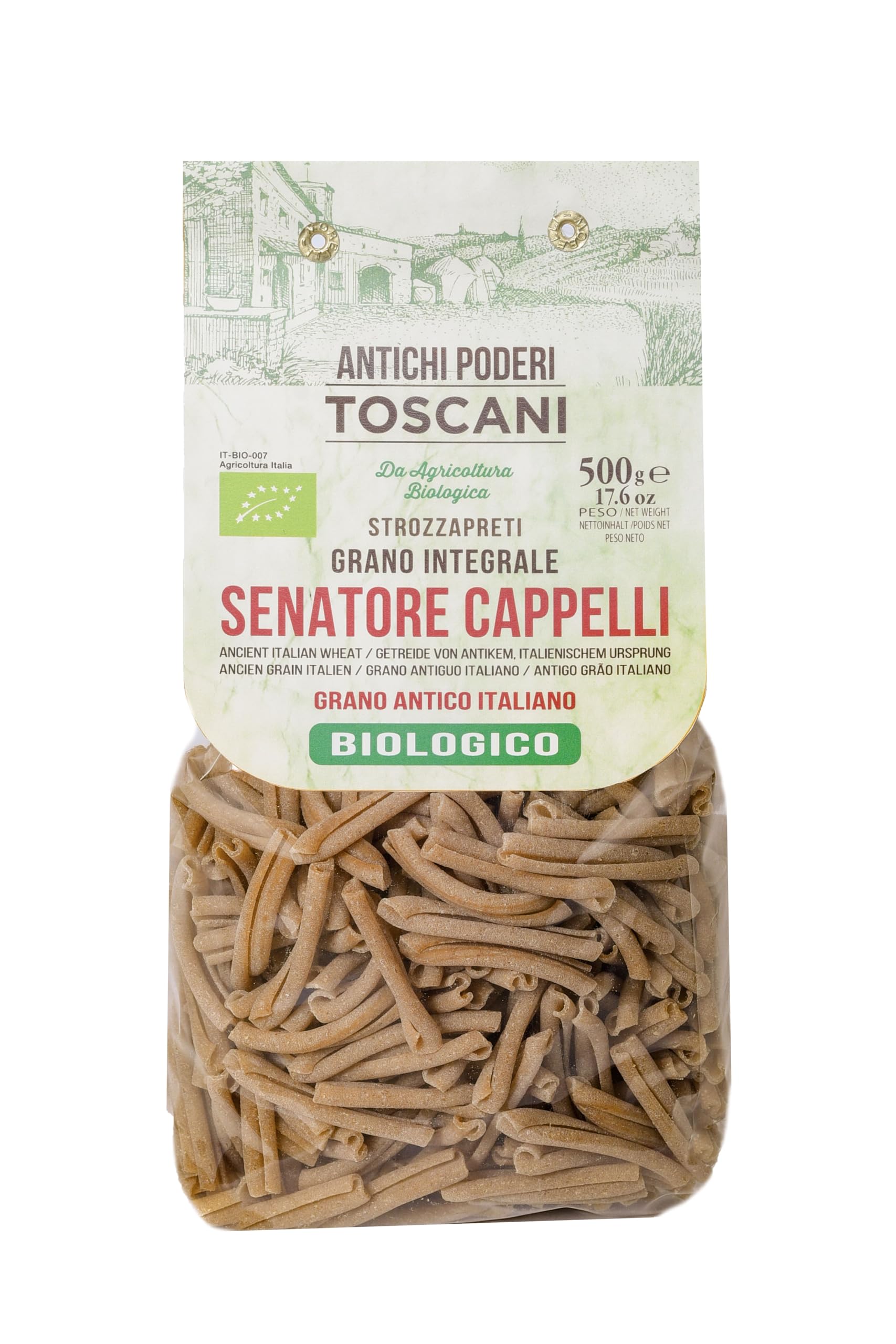 Antichi Poderi Toscani - Wholewheat Bio Organic pasta - Strozzapreti - Made with Durum Wheat Semolina - 500 gr