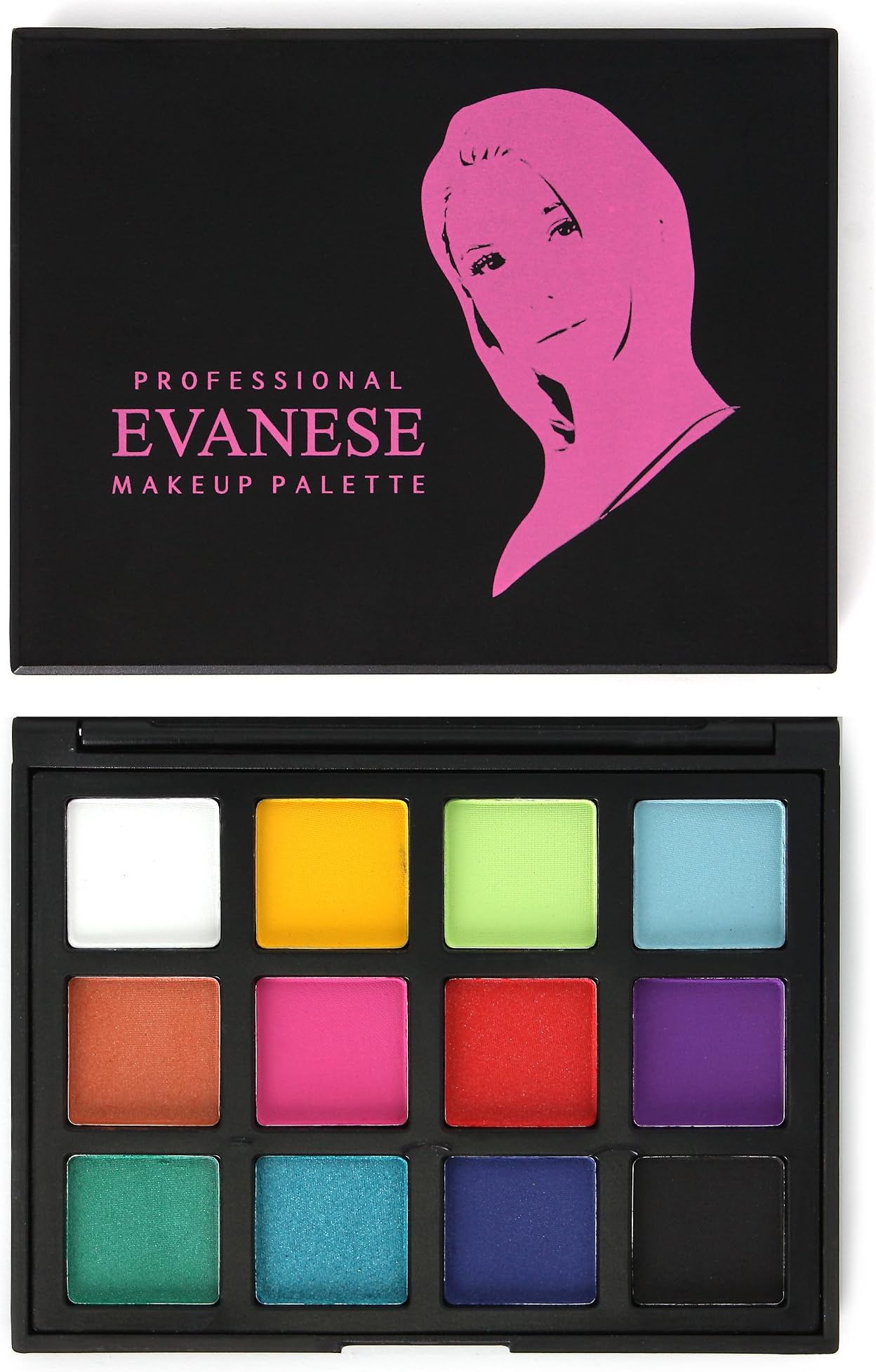Evanese Professional Beauty Makeup 12 Color High Pigment Eyeshadow Palette Pink