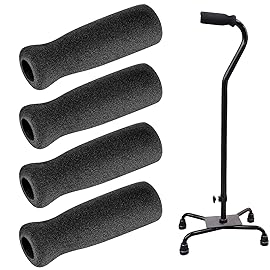 Timtin 4 Pieces Foam Cane Handle Grip Replacement Offset Walking Hand Foam Handle for Bicycle Handlebars Walking Cane Accessories 4.53 x 0.98 x 0.98 Inch, Black