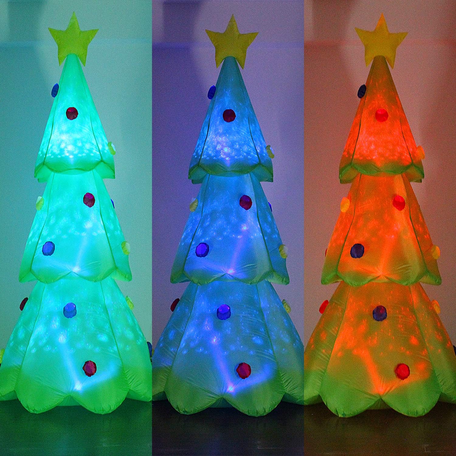 Fanshunlite Christmas Inflatable 8FT LED Color Changing Christmas Tree Lighted Blow-Up Yard Party Decoration Xmas Inflatable Outdoor Indoor Home Garden Family Prop Yard