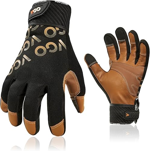 Vgo... Guantes de trabajo de cuero para hombre, guantes de mecánico (PA7756GA9604) disponible en Yaxa Colombia