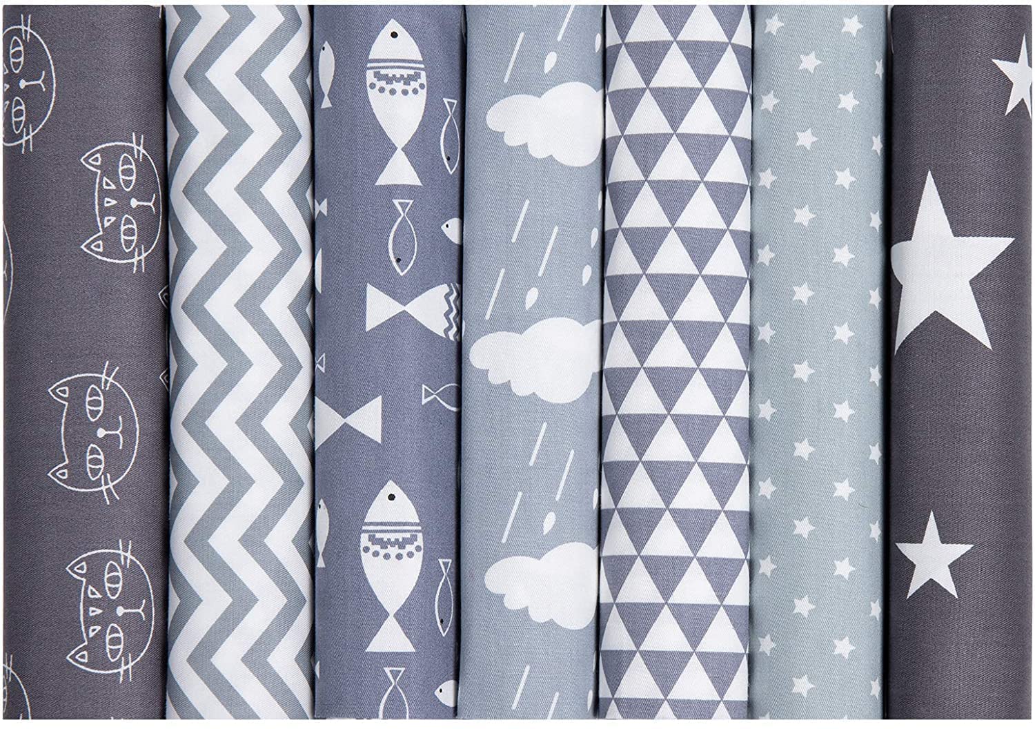 CraftsFabrics 7pcs/Lot (16"x20") Printed 100% Cotton Fat Quarters Fabric Bundles for Quilting Scrapbooking, Arts & Crafts