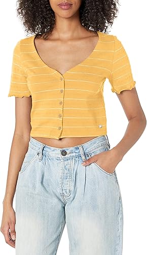 Roxy Camiseta sin complicaciones con botones frontales para mujer