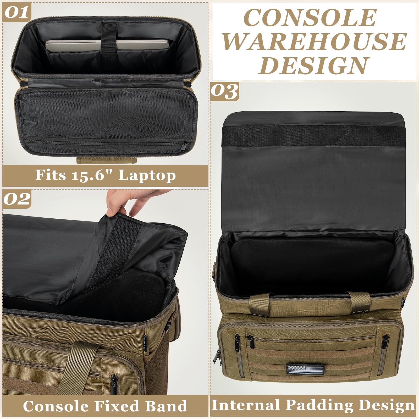 OUUTMEE Borsa tattica da trasporto compatibile con console PS5/PS5 Pro/PS5 Slim, custodia da viaggio con tasche multiple per laptop da 15,6", controller, dischi e altri accessori