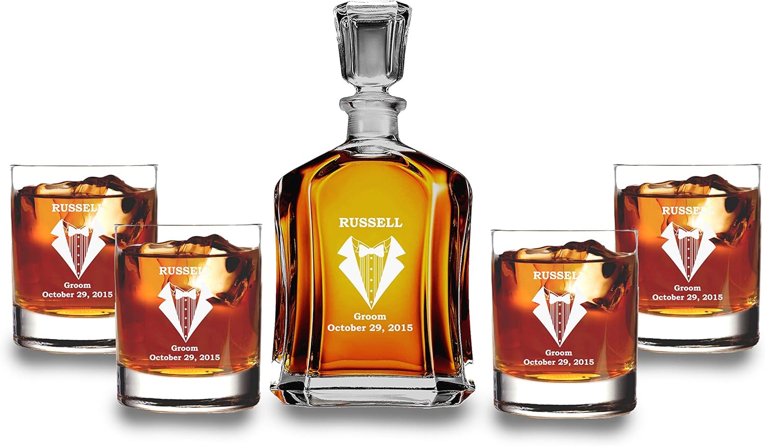 Personalized Whiskey Decanter Set Groomsmen Decanter