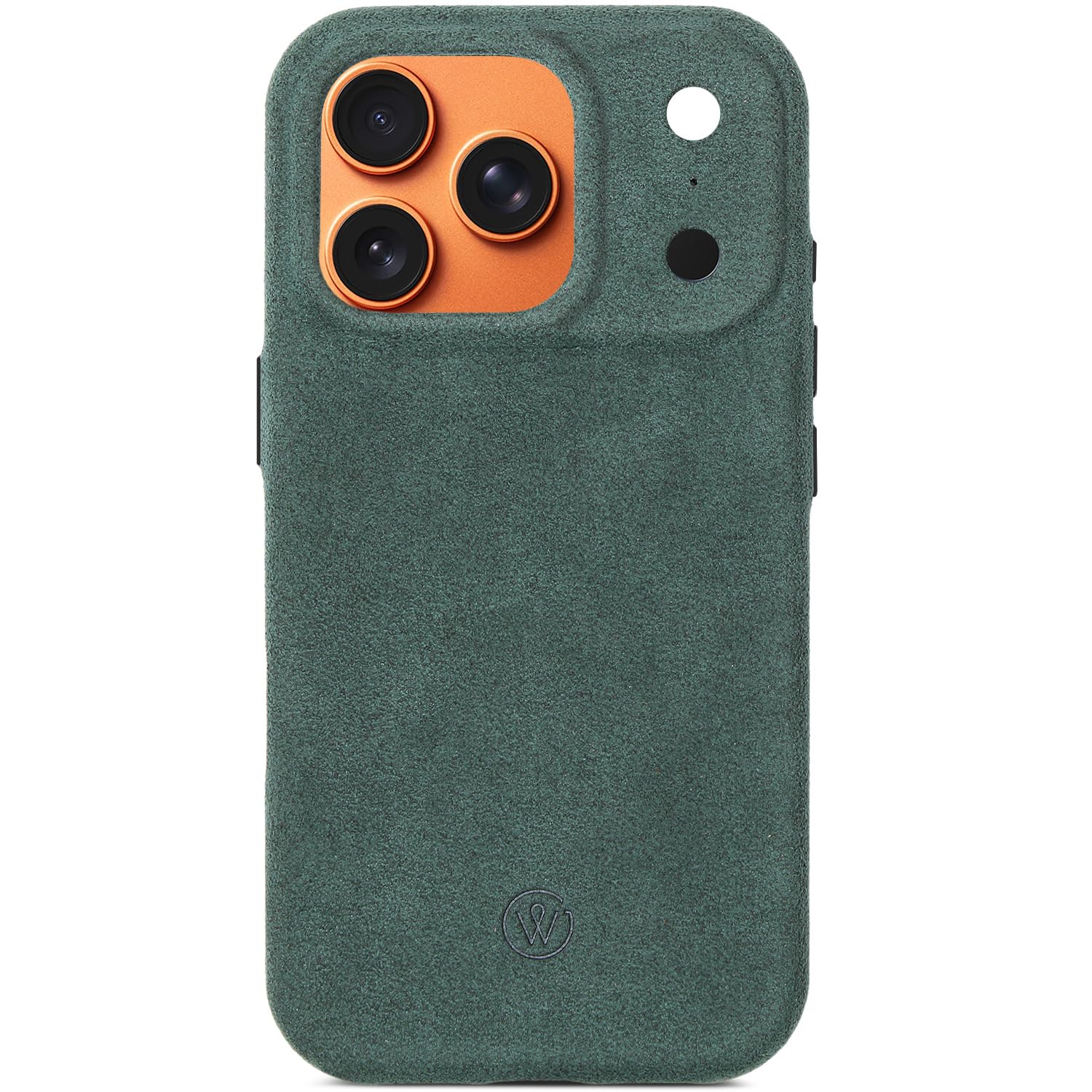 Coque en Alcantara pour iPhone 17 Pro / 17 Pro Max - Fabriquée à la Main en Alcantara Italien Original - Protection 360° - Charge magnétique (Qi) (Imperial Green, iPhone 17 Pro)
