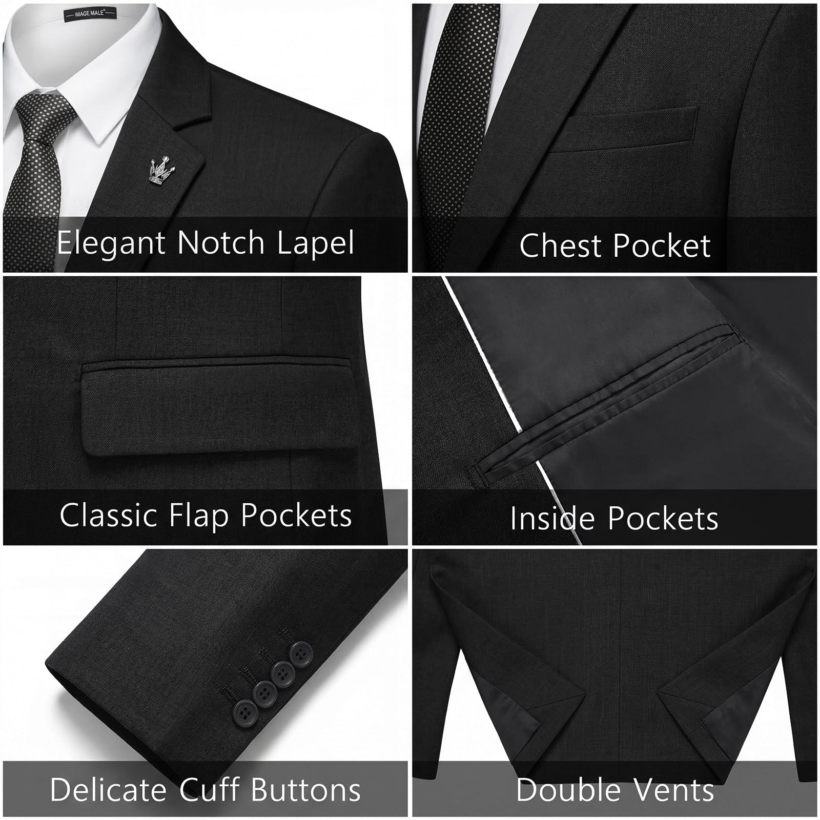 Traje de Hombre 2 Piezas Slim Fit con Un Botón Traje de Boda de Negocios Revers de Punta Chaqueta Pantalone