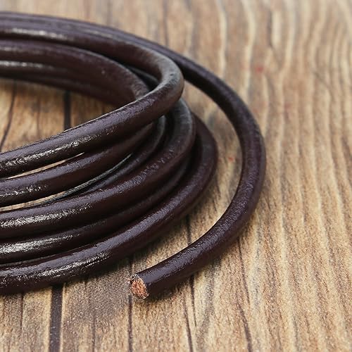 Miniatura 10 de Cordones de cuero redondos genuinos Beadnova de 0.05 a 0.19 in para el collar de la pulsera que rebordea la fabricación de la joyería