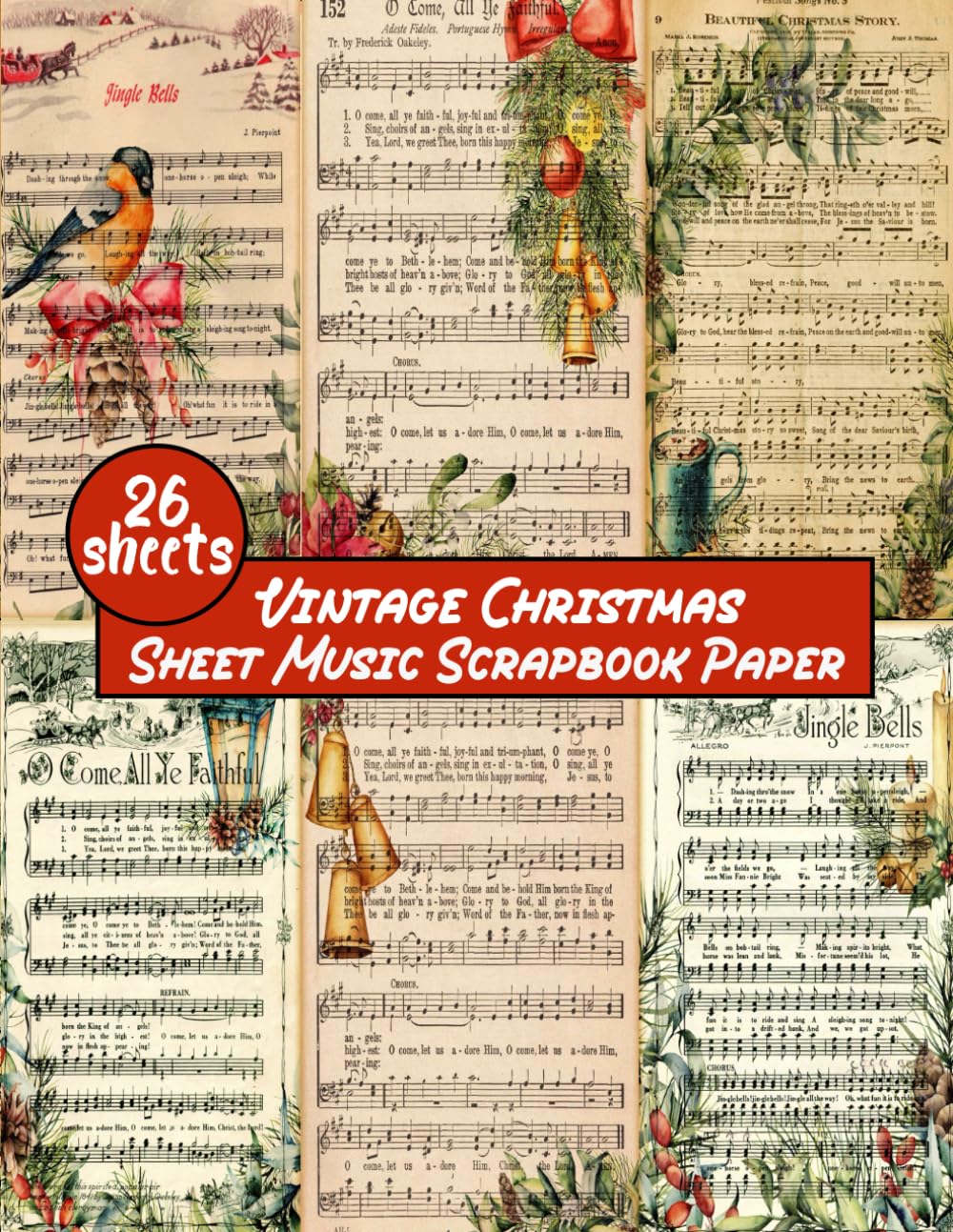 Vintage Christmas Sheet Music Scrapbook Paper 26 Patterns 26 Sheets