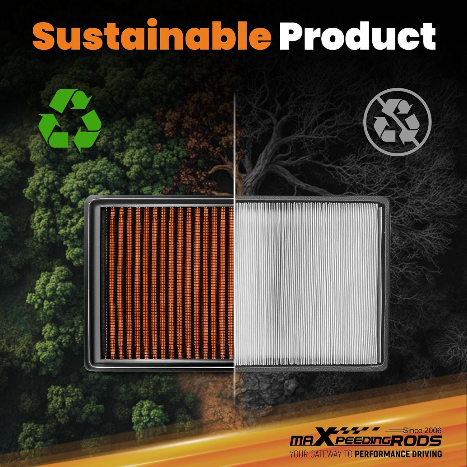 maXpeedingrods MX-3005 High Performance Engine Air Filter Washable & Reusable, Requires No Oil for Audi A3, Q3, S3, for Volkswagen Arteon, Golf, Jetta, Tiguan, for Skoda Kodiaq, Octavia III