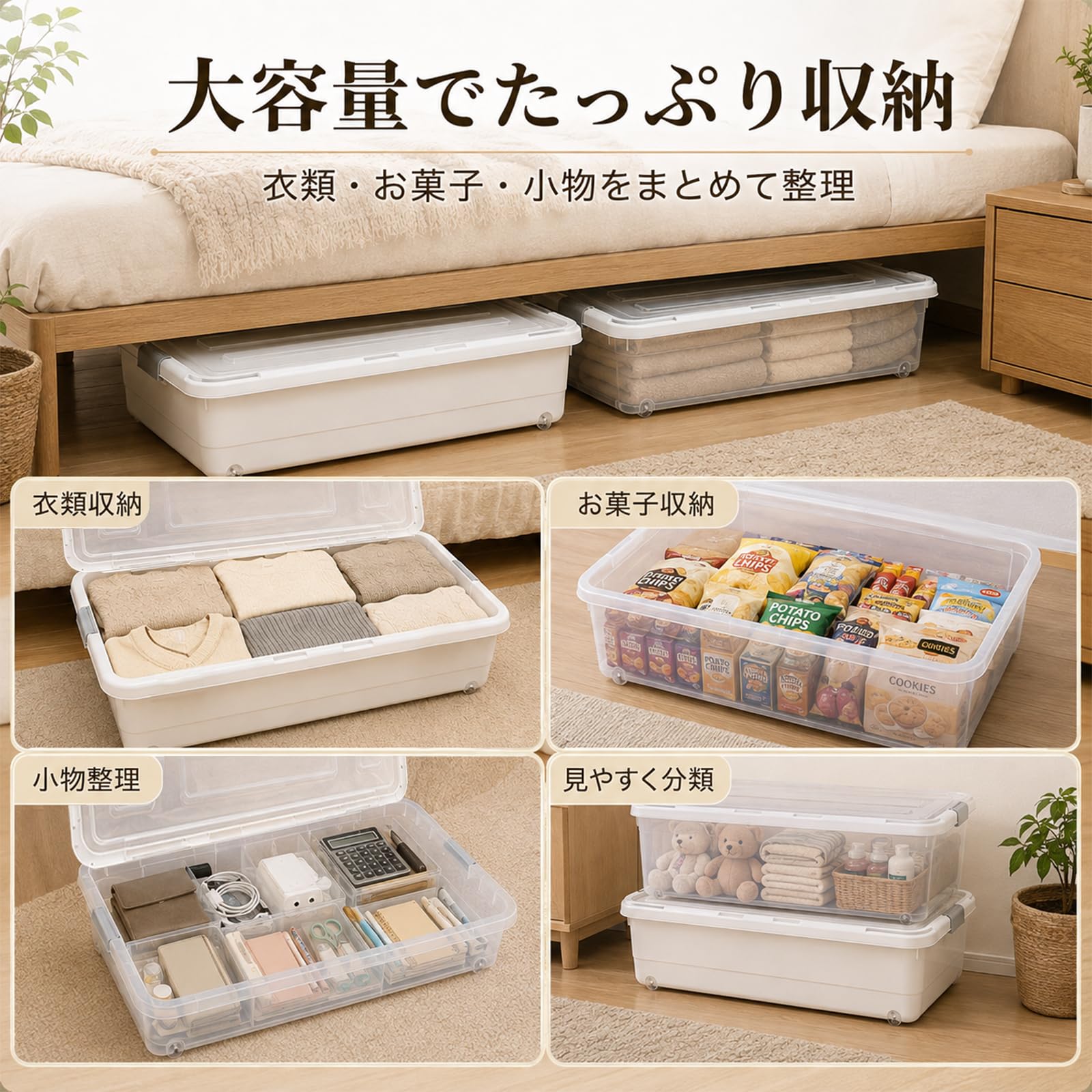 SIXPAD  CRMX1 収納ケース付き Amazon｜JMSQYLベッド下収納ボックス 61×40×18cm キャスター付き 片