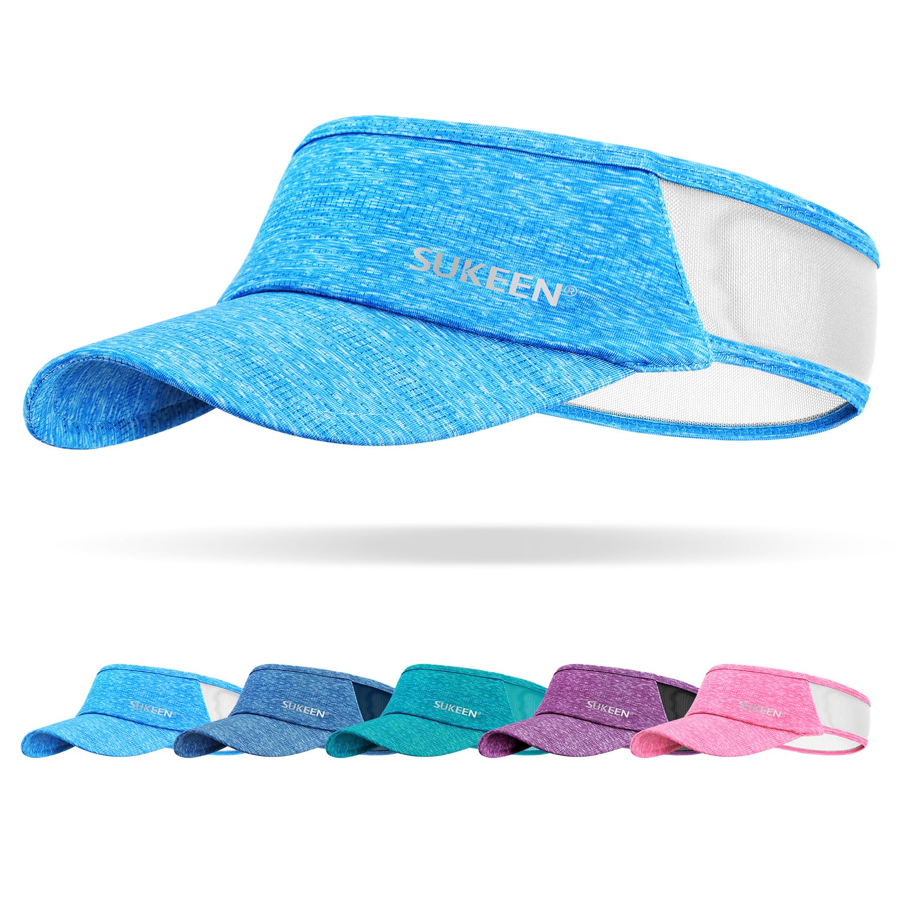 SukeenSports Sun Visor Women Men Lightweight Portable Cooling Stretchy Visor Hat for Running, Golf, Daily Wear