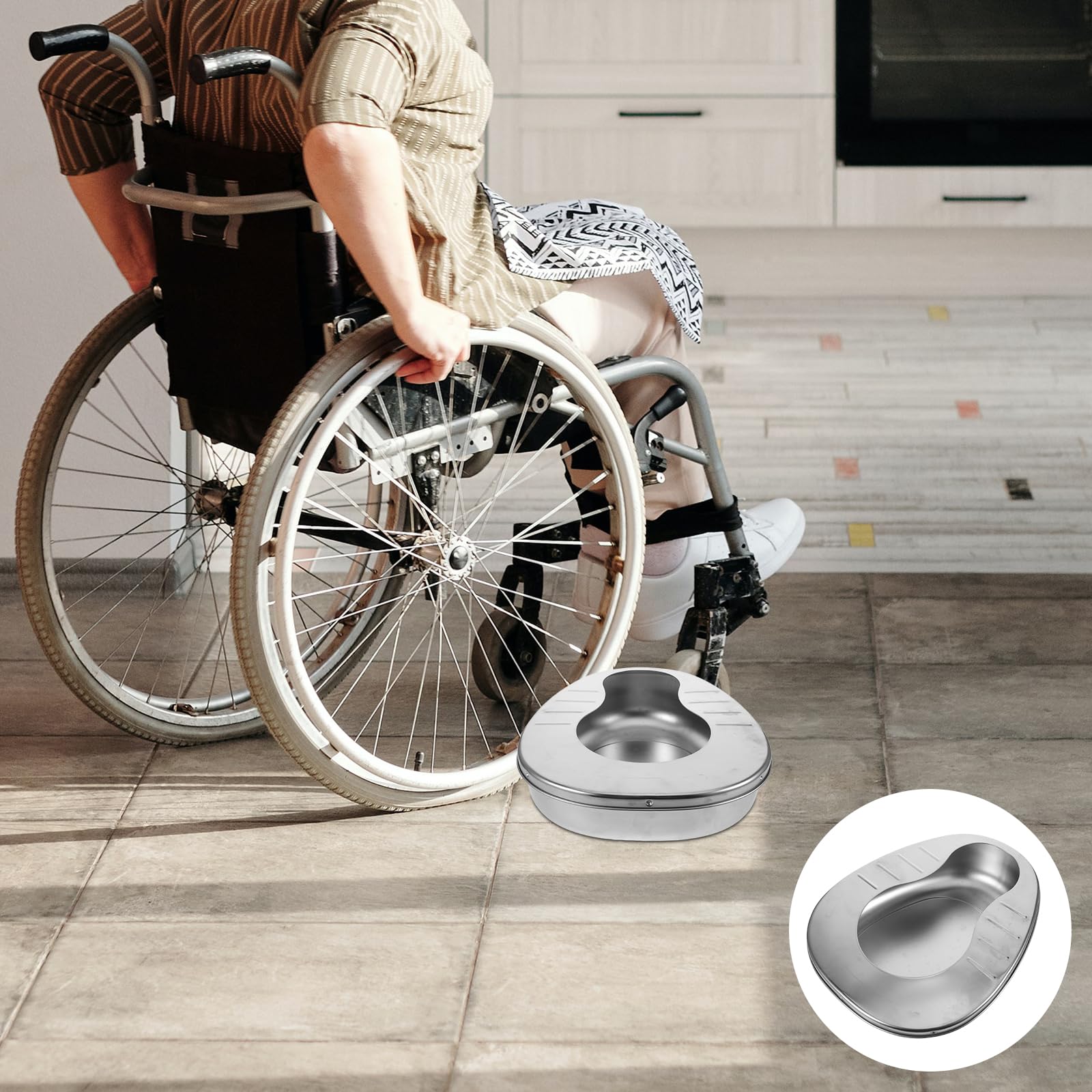 Orinal de Acero Inoxidable Portátil Gran Capacidad y Diseño Innovador para Personas Mayores Adecuado para Cuidado en Casa y Viajes
