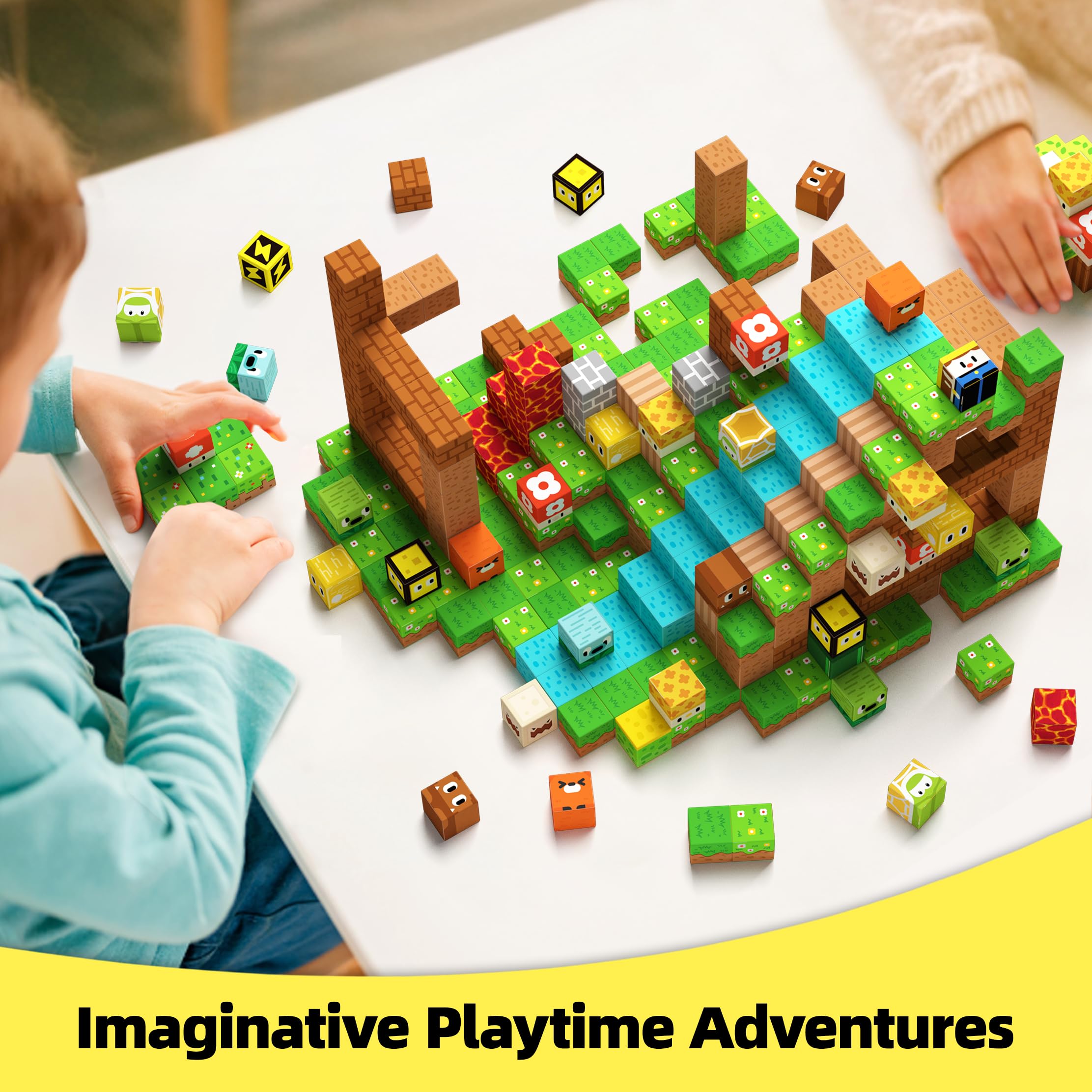 GobiDex 2CM Magnetische Bausteine 100 Stück, Abenteuer des Holzfällers mit Magnetischen Würfeln für Kinder, Magnetspiel Kinderspielzeug für Jungen und Mädchen ab 3 4 5 6 7 9 10-12 Jahre, Upgrade
