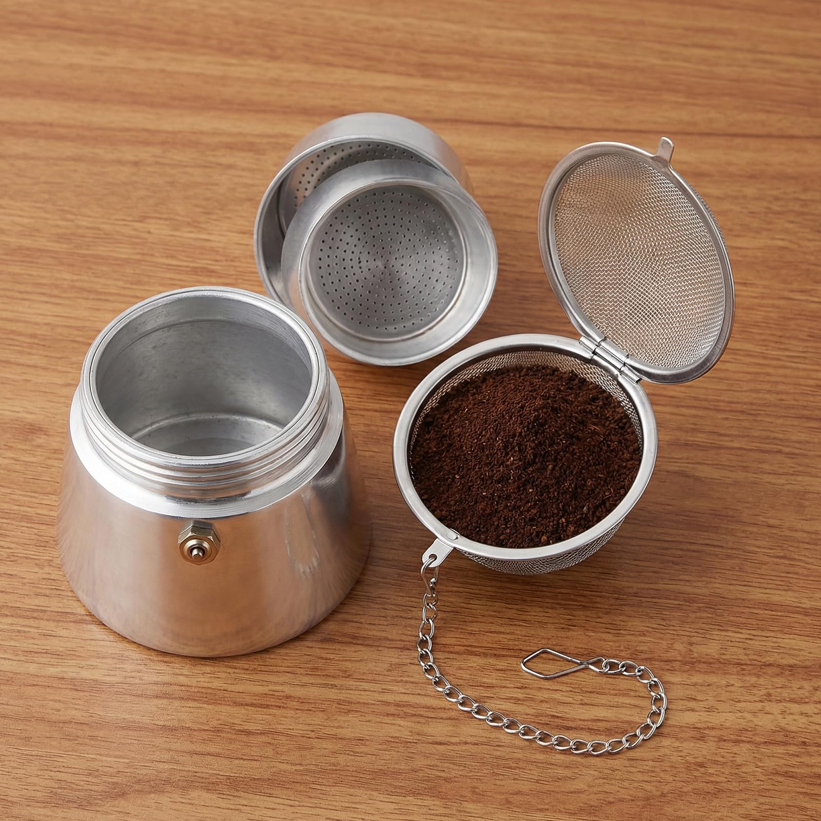 Lot de 4 Boules à Thé et Passoires à Épices en Acier Inoxydable – Infuseur Réutilisable pour Thé en Feuilles, Herbes et Épices avec Chaîne Pratique