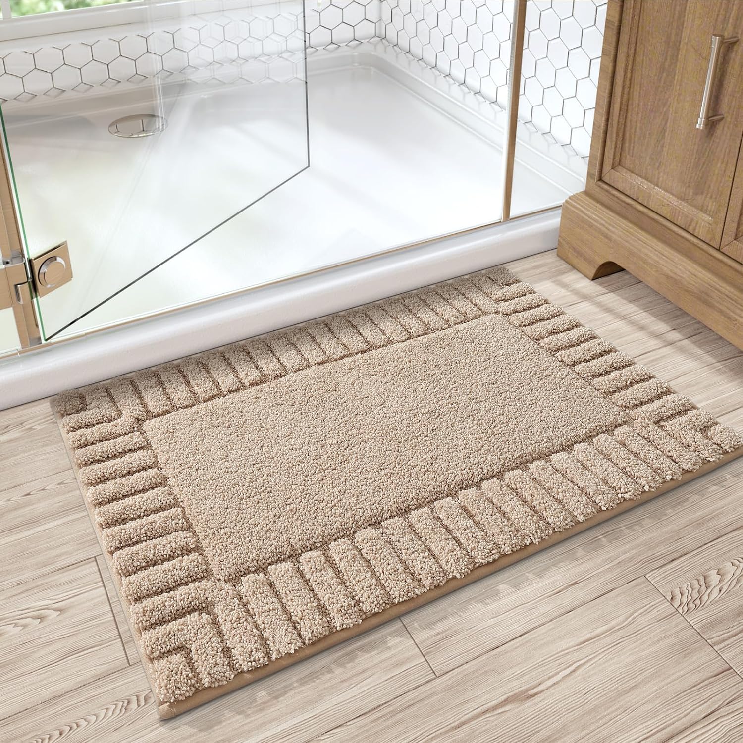 LUMI Bathroom Rugs Non-Slip Washable, Extra Soft Absorbent Bath Rug, Machine Washable Bathroom Mat, Thick Bath Mat for Tub, Shower, Bathroom,Beige, 16″x24″ LUMI Bathroom Rugs Non-Slip Washable, Extra Soft Absorbent Bath Rug, Machine Washable Bathroom Mat, Thick Bath Mat for Tub, Shower, Bathroom,Beige, 16″x24″