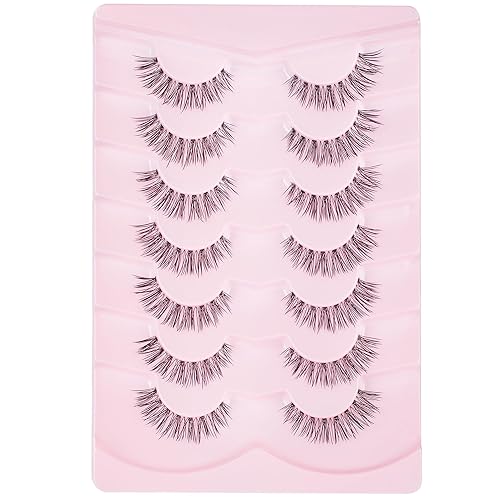 Miniatura 17 de Onlyall Pestañas postizas Wispy 1 para un aspecto natural y acampanado, pestañas suaves y esponjosas, negras, 7 pares D-K06