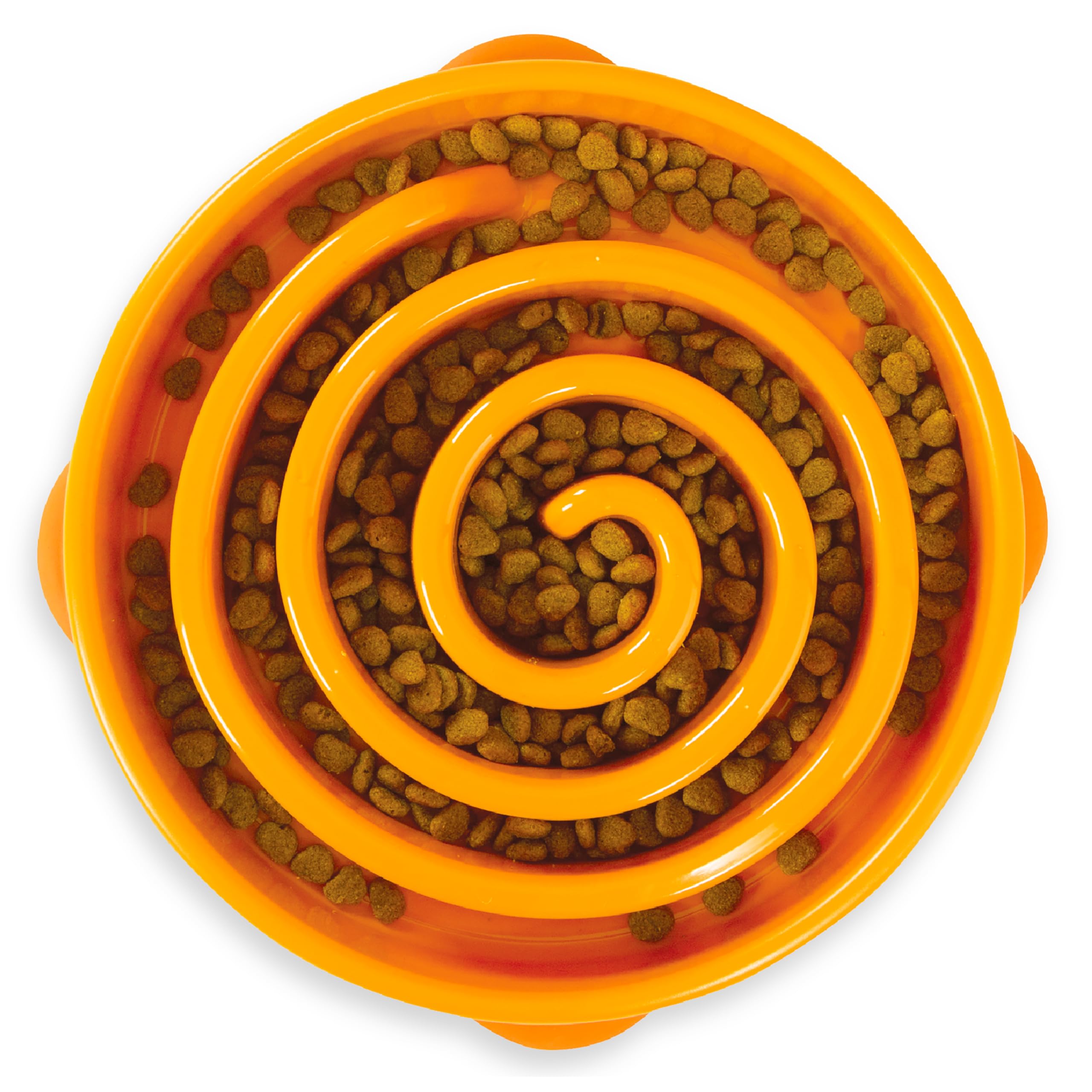 Outward Hound Plastic Fun Feeder Dog Bowl Slow Feeder Stop Bloat For Dogs, Large, Orange,29.84 cm,H_5.71 cm,W_29.84 cm