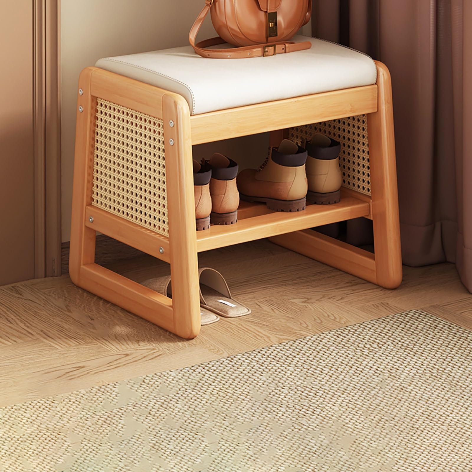 Banc à chaussures en bois et rangement élégant facile à installer