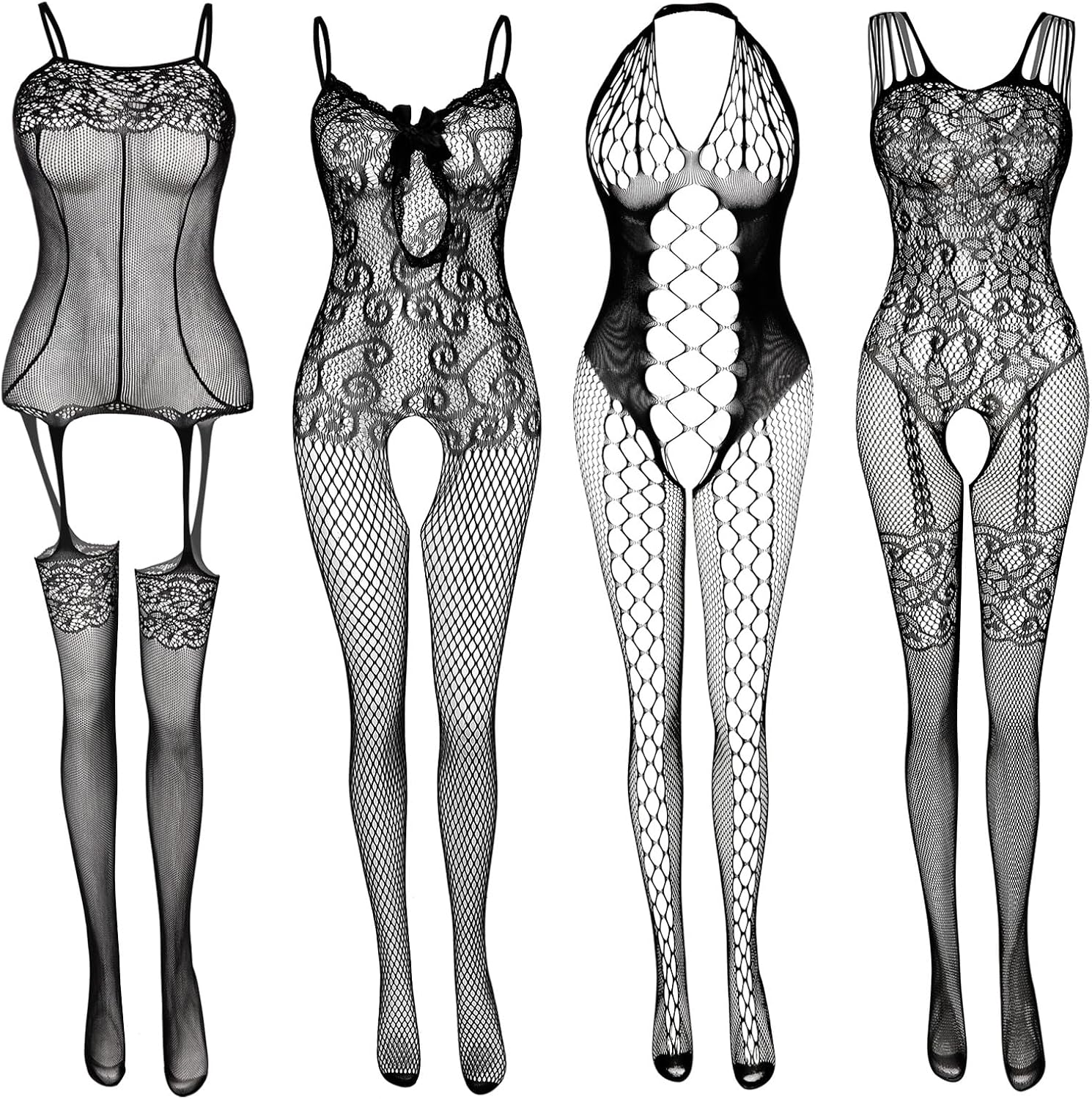 Women’s Lace Stockings Lingerie Floral Fishnet Bodysuits Lingerie Nightwear for Romantic Date Wearing