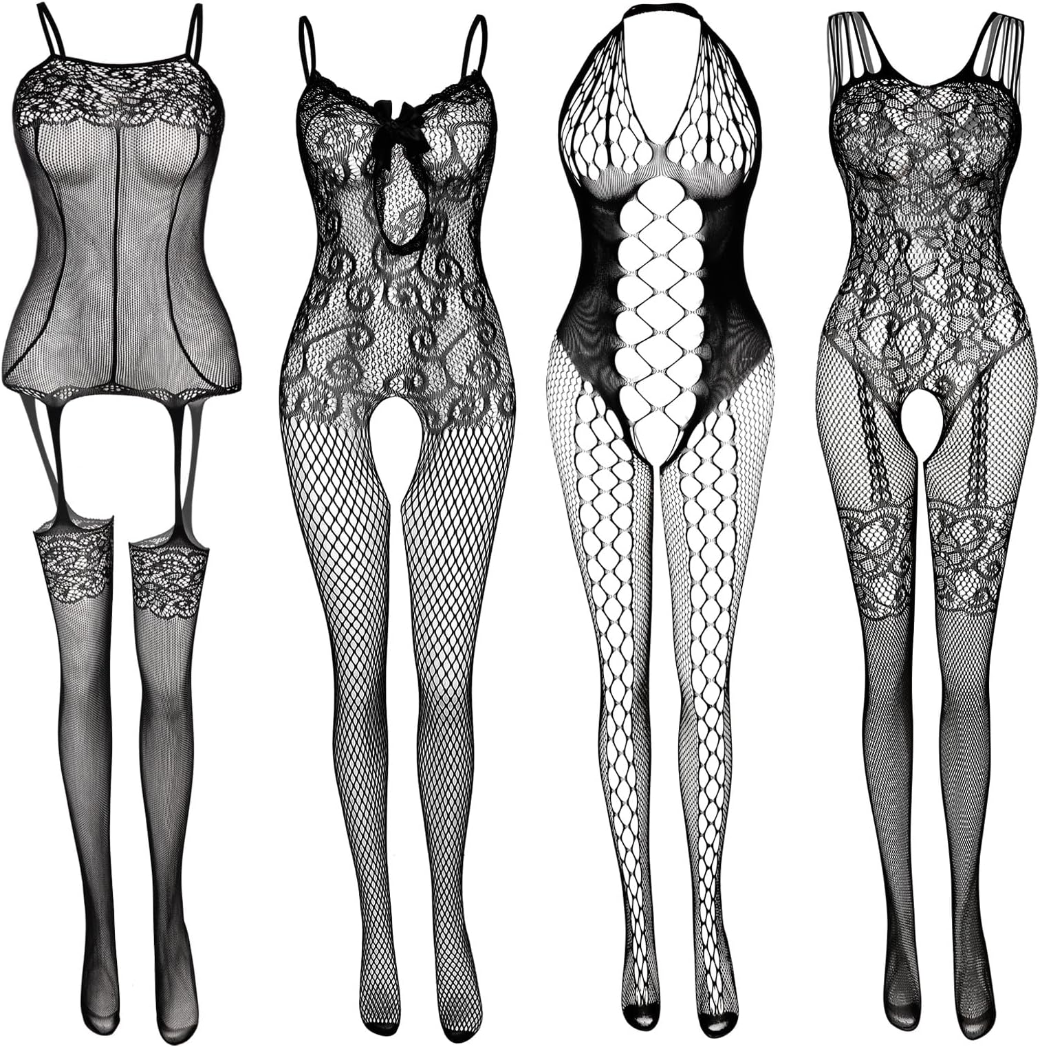 Women's Lace Stockings Lingerie Floral Fishnet Bodysuits Lingerie Nightwear for Romantic Date Wearing