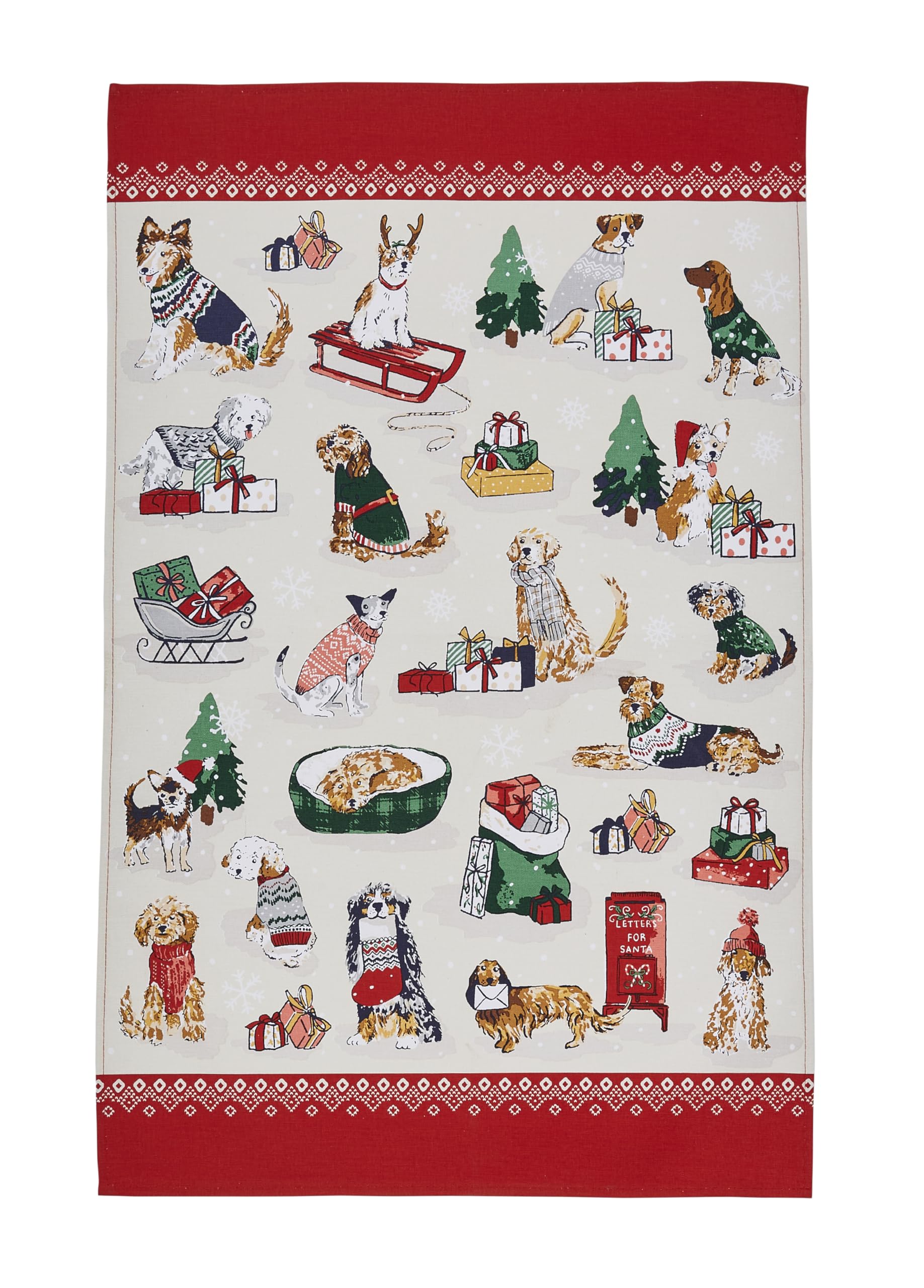 Ulster Weavers Christmas Dogs 100% Cotton Tea Towel, Merry Mutts