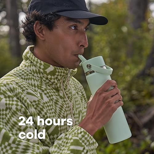 Miniatura 4 de Hydro Flask - Botella de 40 onzas con tapa ancha con pajilla flexible, acero inoxidable aislado, antiderrames, a prueba de fugas, color beige abedul