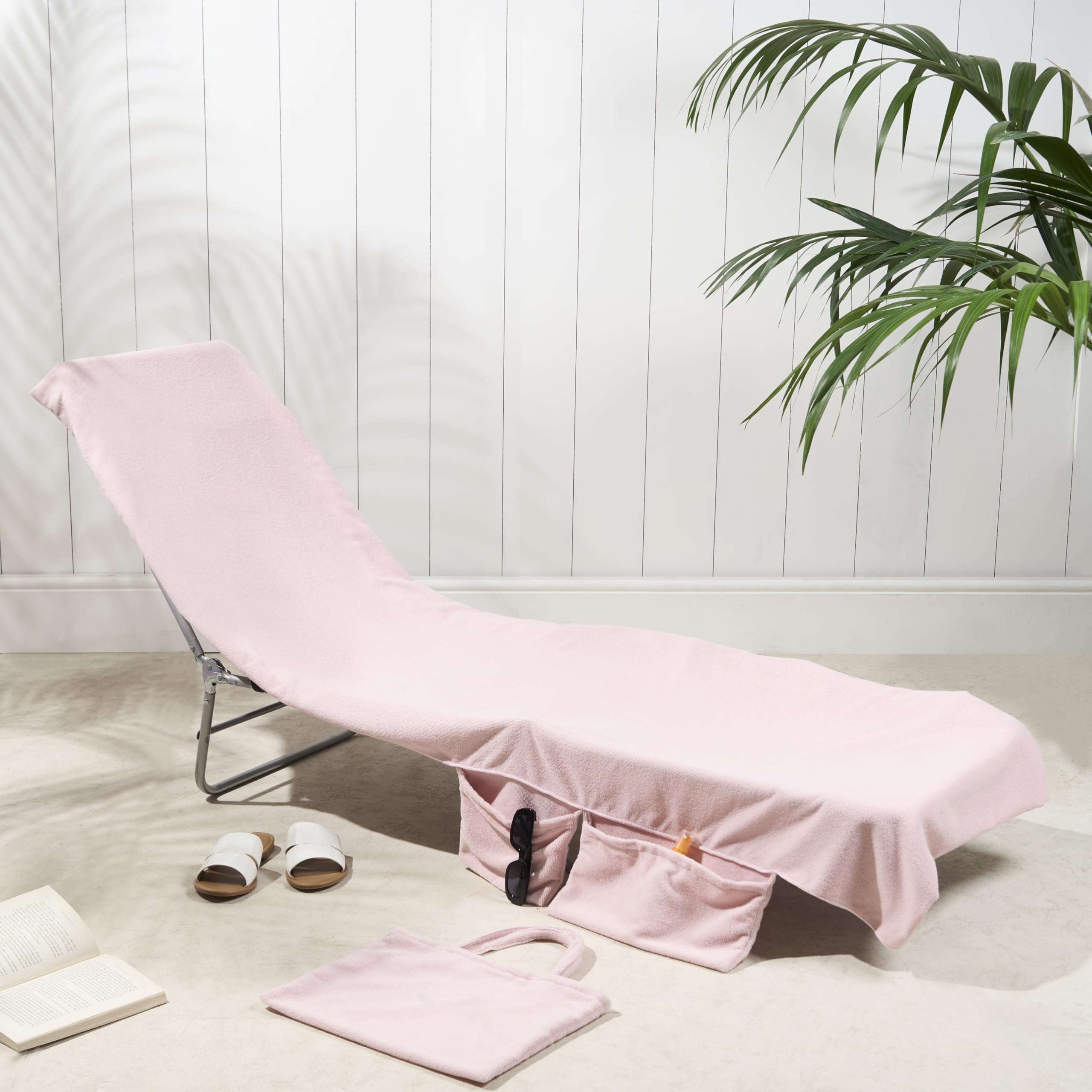 Brentfords Blush Beach Towel In A Bag, Soft Quick-Dry Fabric Lightweight Easy Storage Large Beach Towel With Pockets For Travel Poolside Or Beach Days, 75 X 215Cm
