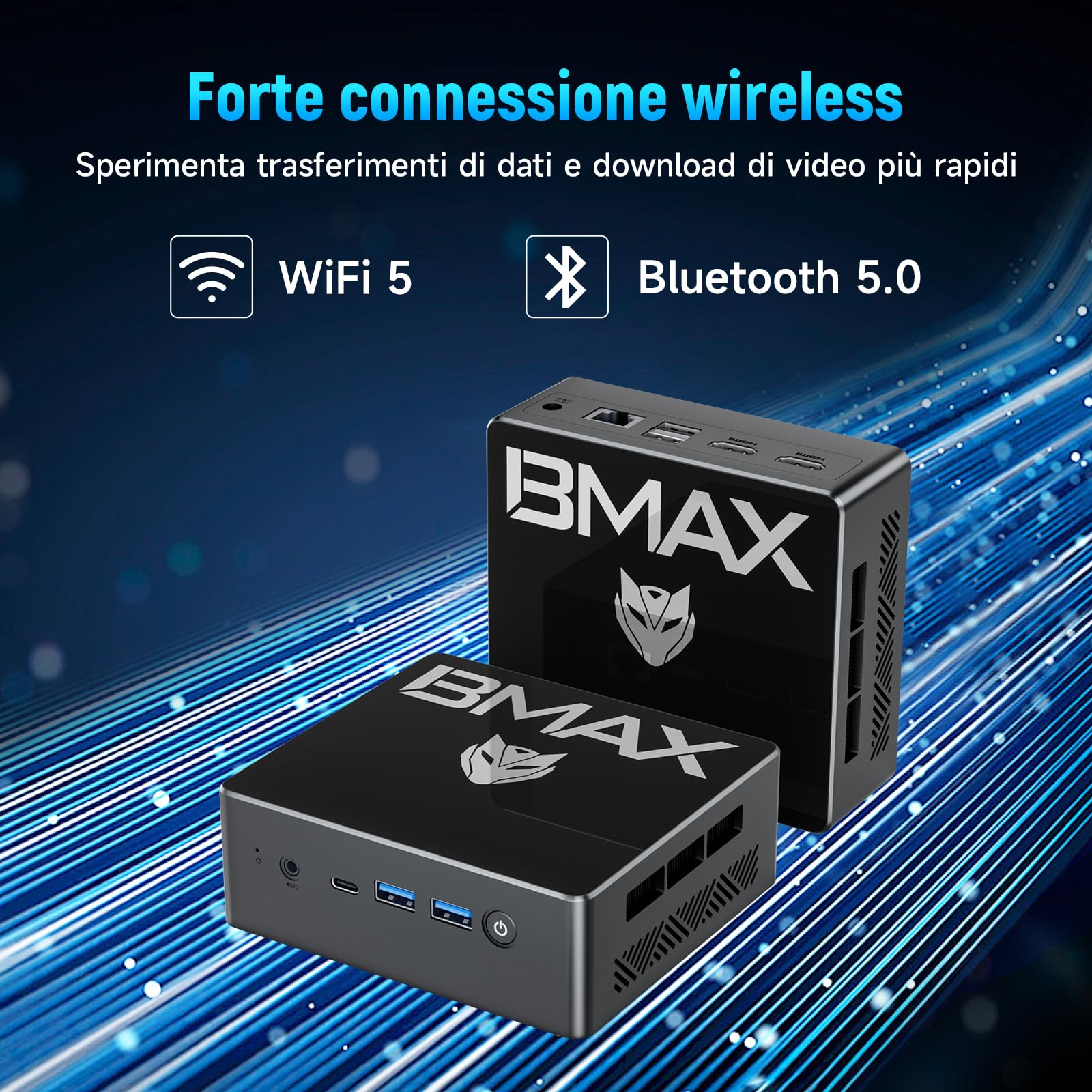 BMAX Mini PC B4Turbo Intel N150 13a Generazione Twin Lake (Beat N100/N95, fino a 3,6 GHz) 16 GB SO-DIMM DDR4 512 GB M.2 SSD, Mini Computer Triplo Display, HDMI ×2, Type-C, Wi-Fi 5, BT 5.0 PC Fisso