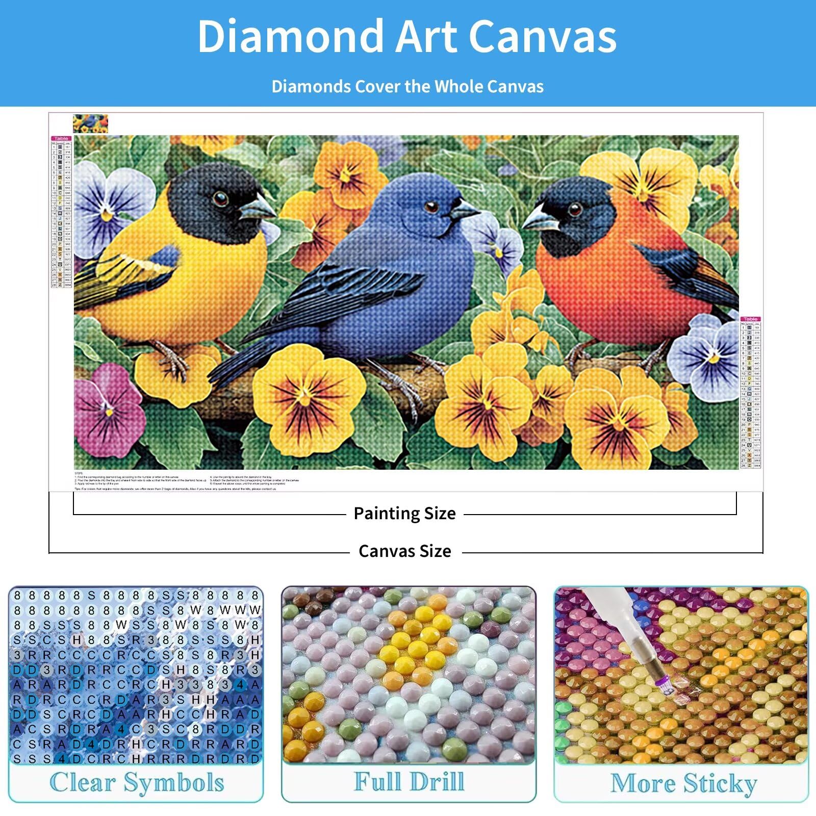 Diamond Painting Blume Diamant Painting Bilder Erwachsene 160x80 cm Q0-7