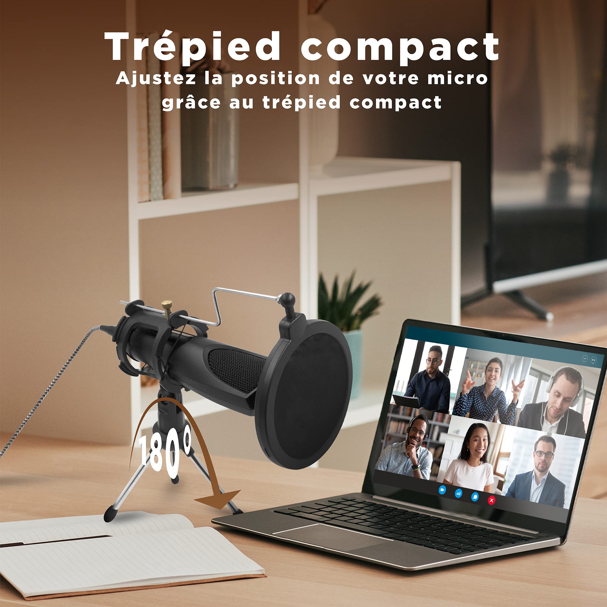 T'nB Tnb Influenza Microfono Omnidirezionale A Condensatore, Suono Di Qualità per Desktop, Ideale per Streaming, Youtuber, Podcast - Nero