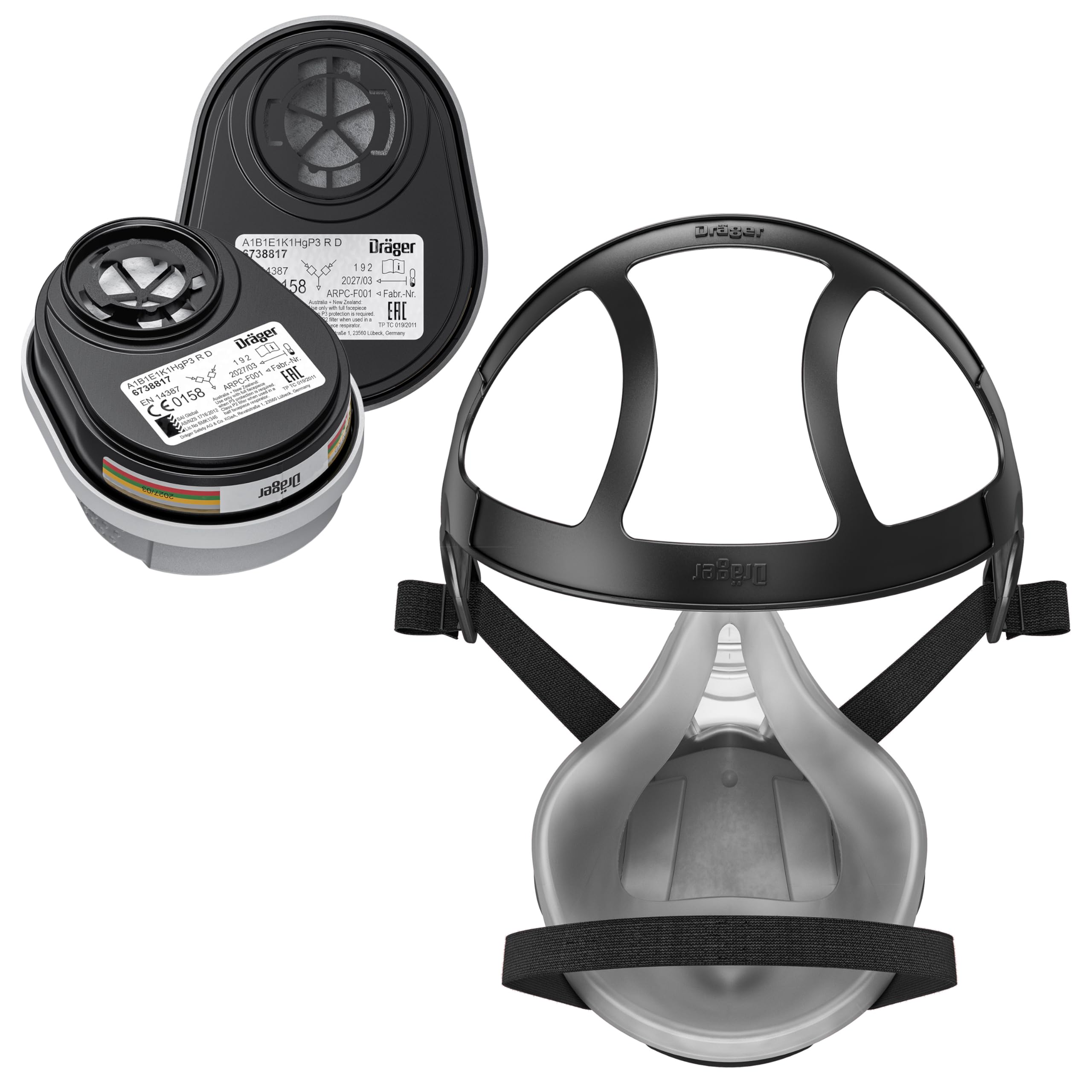 Dräger X-plore 3300 Maschera respiratoria con filtro ABEK1 Hg P3 per lavori chimici, semimaschera contro gas, vapori, polveri sottili e particolati