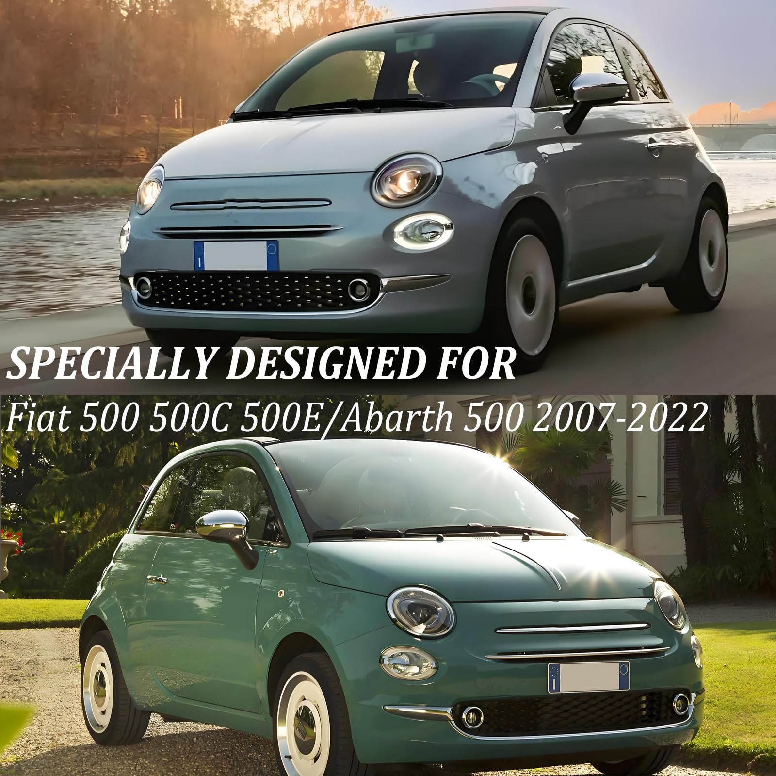 Telo Copertura Auto Impermeabile per Fiat 500/500C/500E/Abarth 2007-2024, Telo Copri Auto per Esterno, Anti-UV Antipolvere Copriauto Antipioggia Antineve Telo Copriauto da Esterno