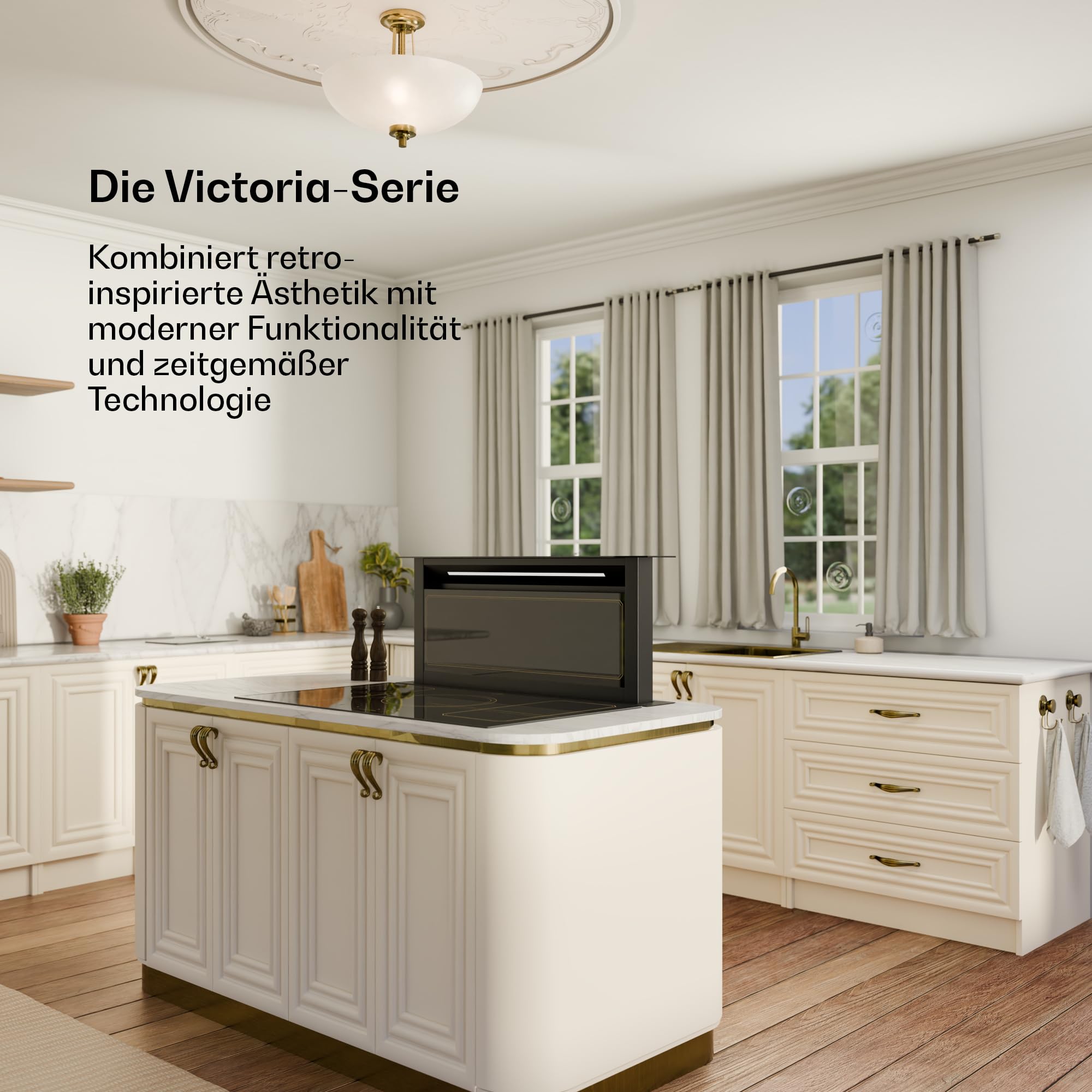 Klarstein Victoria Downdraft Dunstabzugshaube A++ 720 m³/h 52 dB Touchscreen LED Schwarz