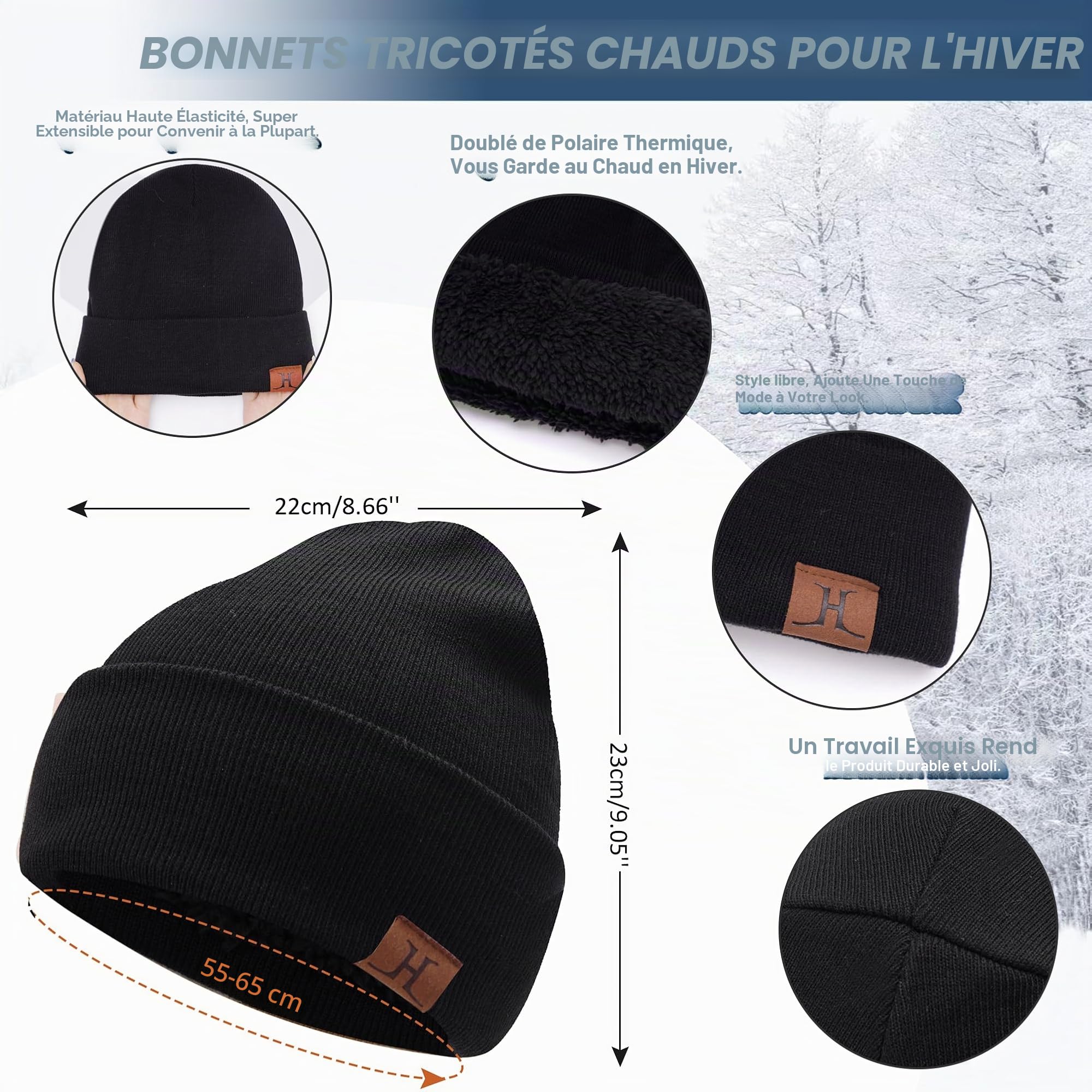 Bequemer Laden Hommes Femmes Hiver Chaud Bonnet Gants Tactiles Écharpe Tricoter Ensemble avec Doublure Polaire Cadeaux Noel Femme Homme