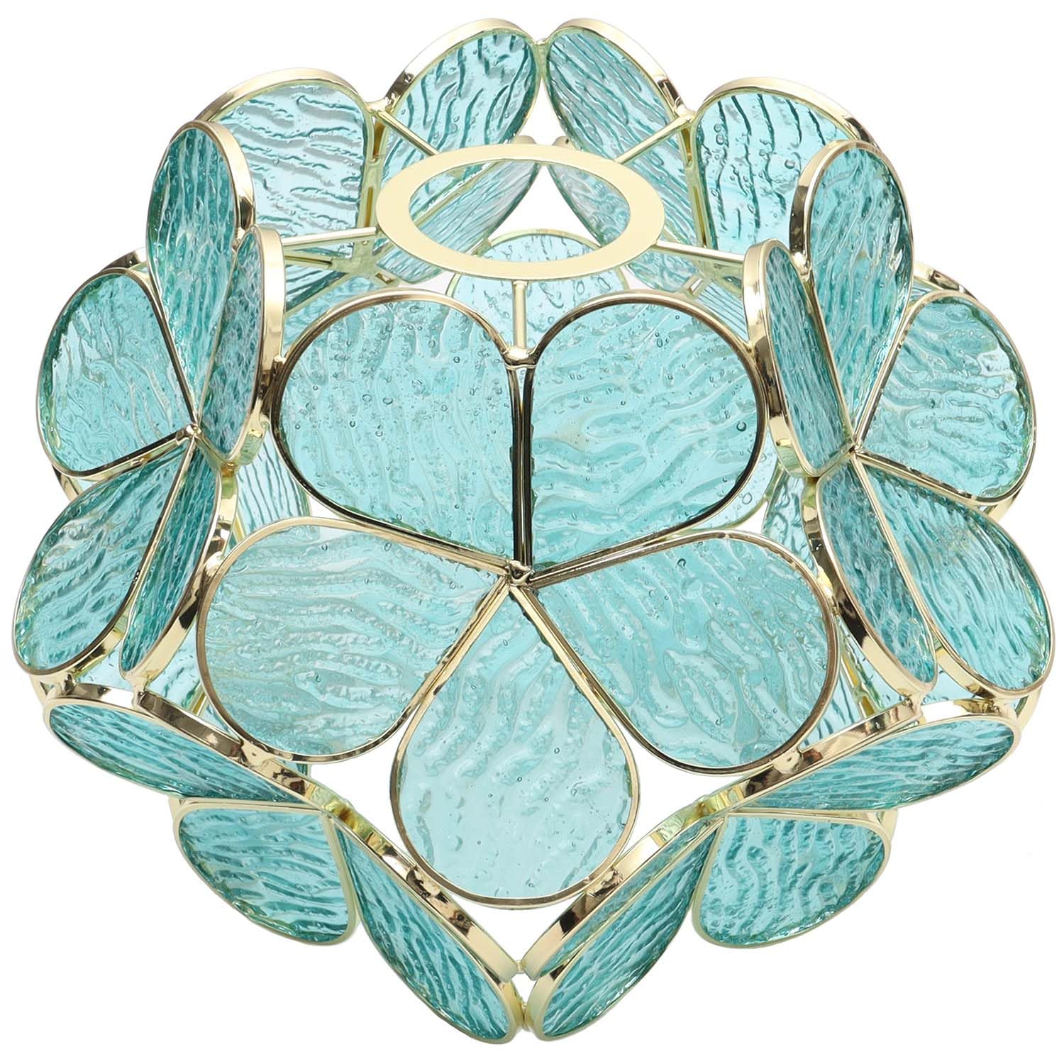 S10733 Tiffany Style - Pantalla con diseño de pétalos de flores de cristal (Textured Aqua Blue, 8 pulgadas, flor de cerezo)