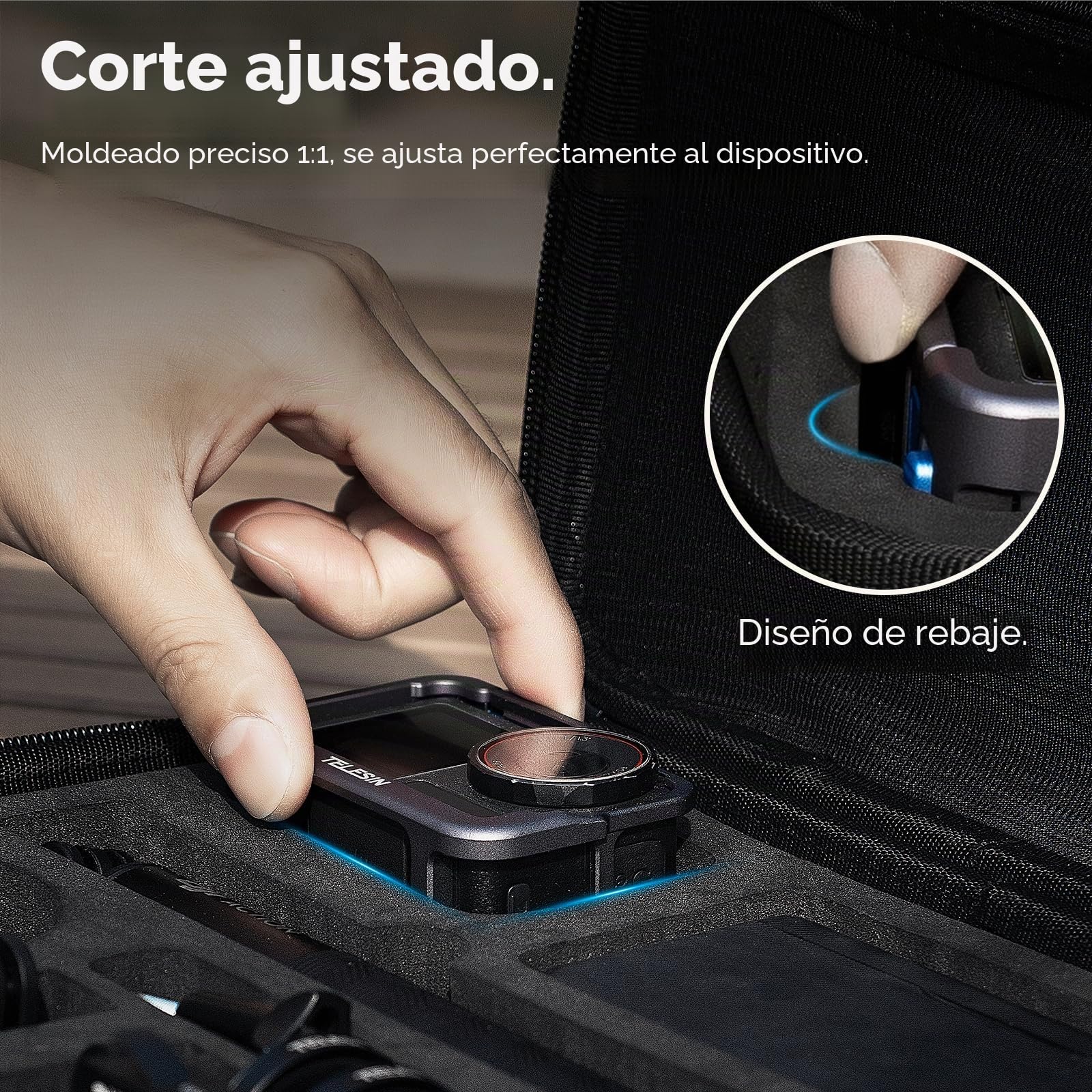 TELESIN Estuche Rígido Impermeable para dji Osmo Action 5/4/3, Grande | Impermeable, gran capacidad, organizador para cámara y accesorios.