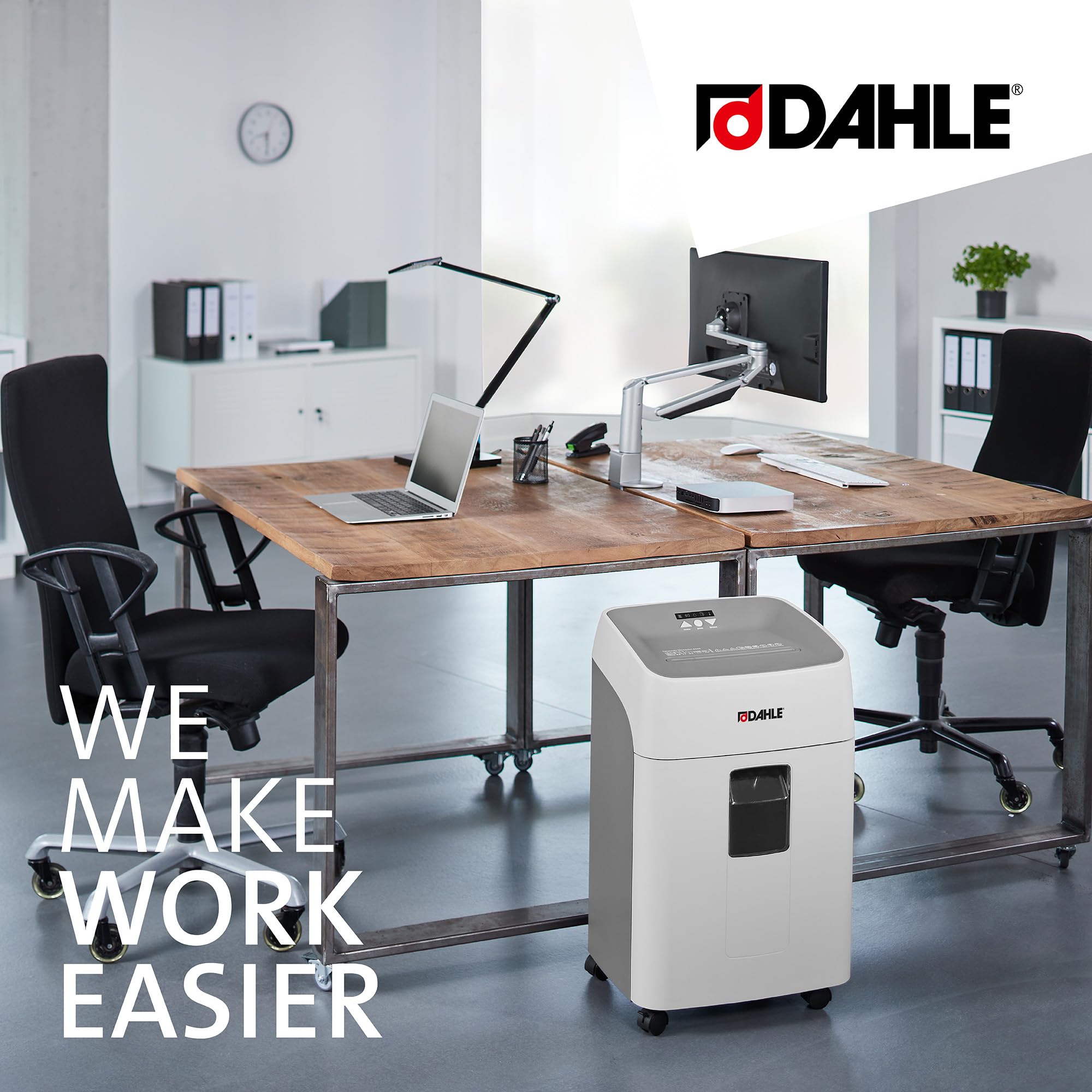 Dahle Deskside 404P - Distruggidocumenti ad alte prestazioni, 40 l, livello di sicurezza P-4, resistenti rulli in acciaio composito, senza olio e manutenzione, 19-21 fogli