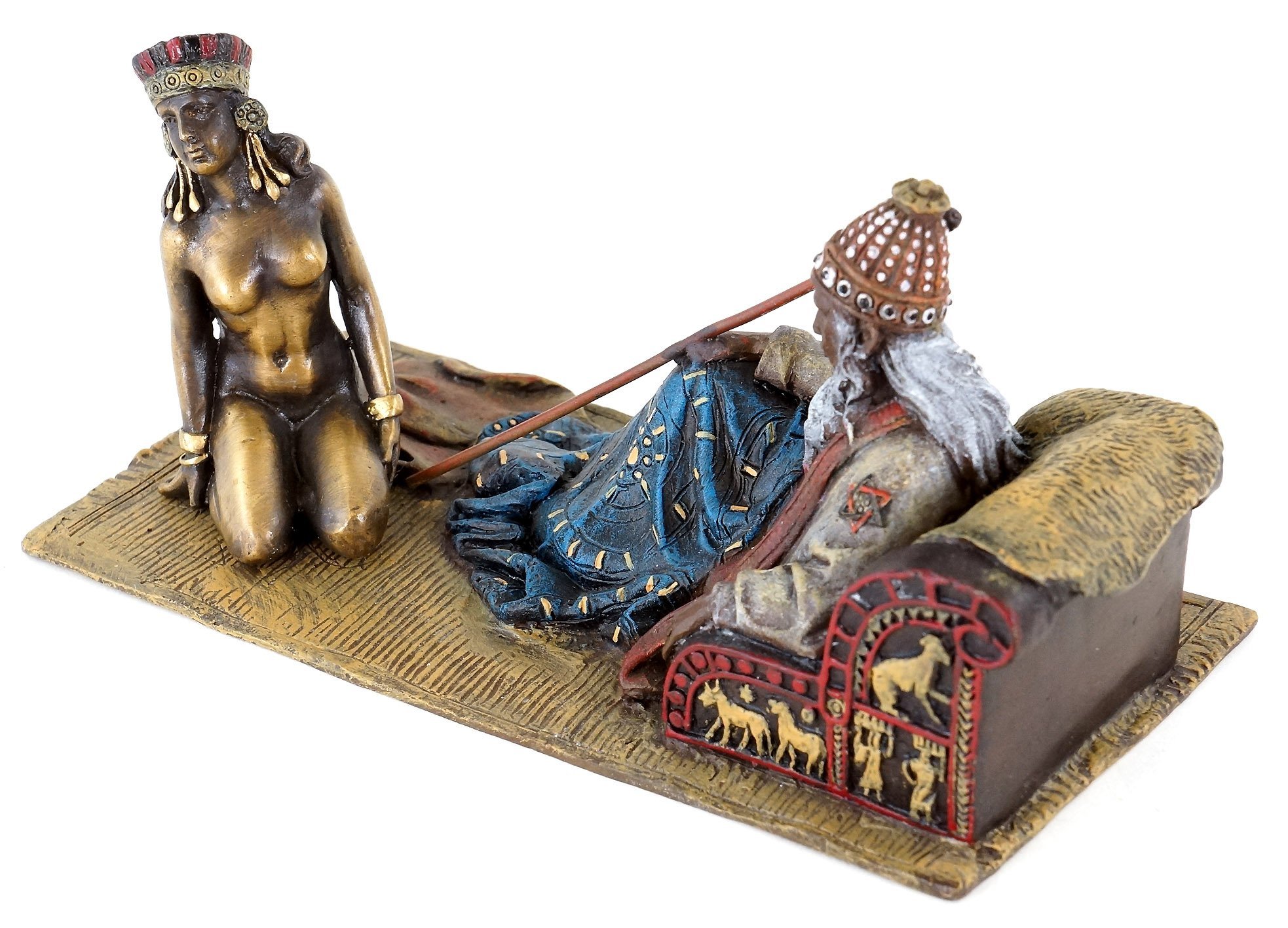 Kunst & Ambiente - Erotische Araber - Wiener Bronze - Erotika - Sklavenmeister mit nackter Sklavin - handbemalt - Orientalische Skulptur - Wohndeko für Innen