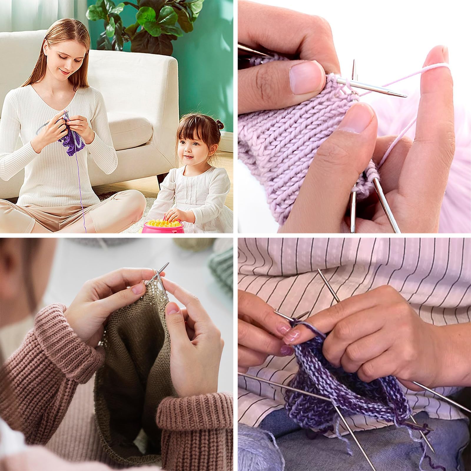 Soiftra 15-teiliges Rundstricknadeln Set - 2-4mm Mit 20 Maschenmarkierern