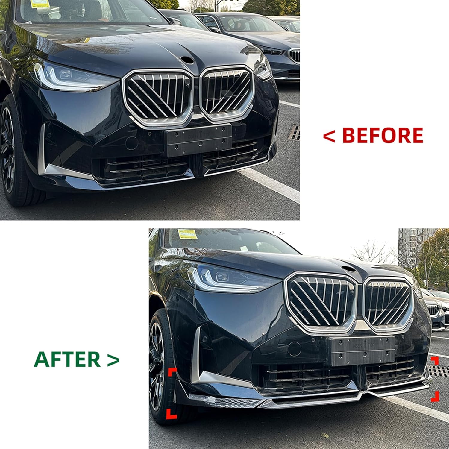 Front Bumper Lip Splitter for BMW X3 G45 2025+ Gloss Black 6
