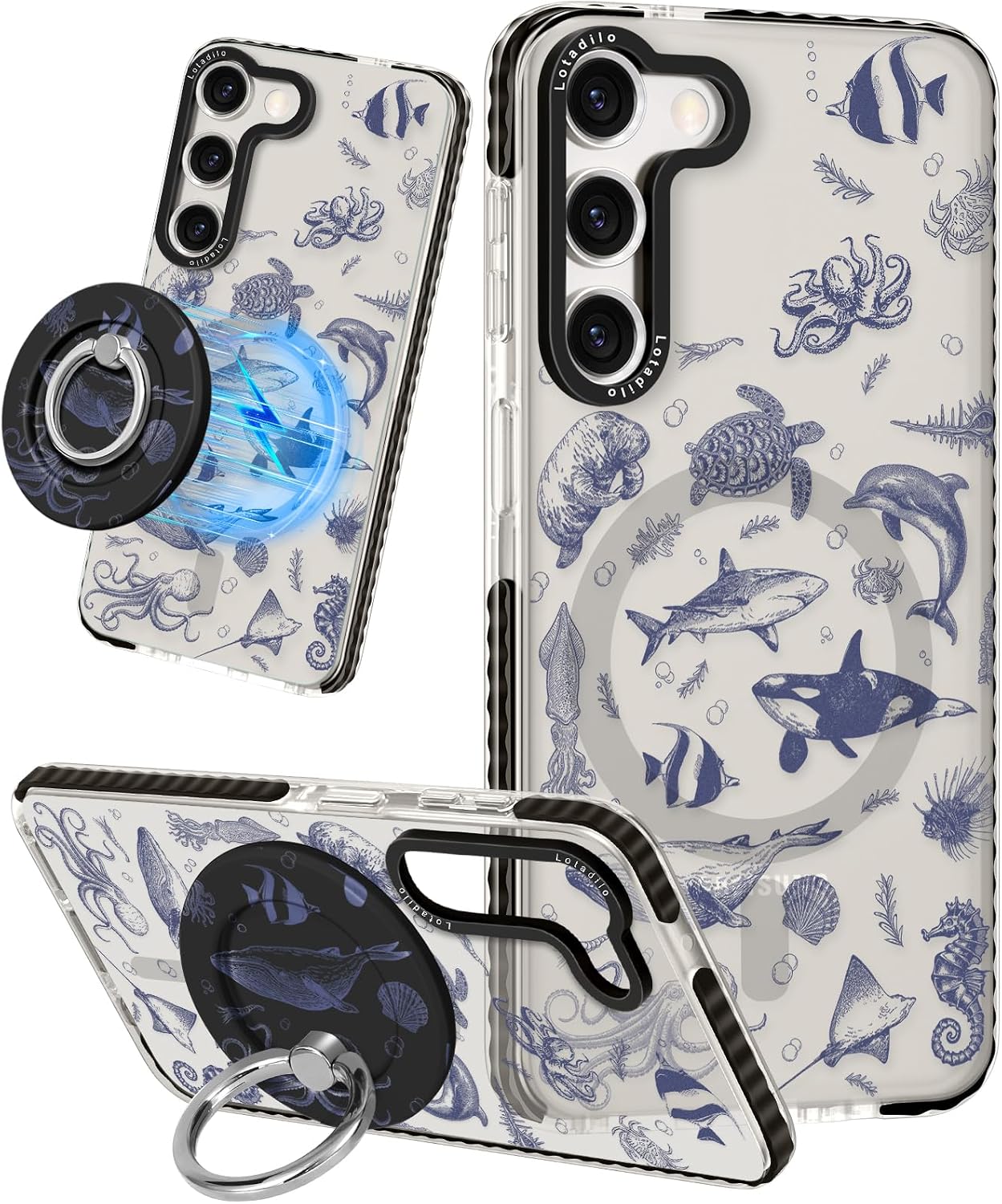 Lotadilo for Samsung Galaxy S23 Case for Women, Sea Fish