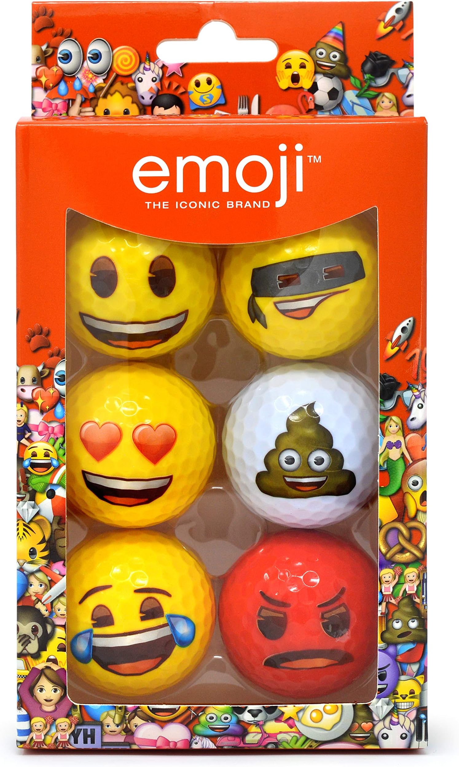 Emoji Official Novelty Fun Golf Balls Packs, Gift for Christmas, Multicoloured