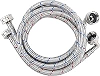 Vista 1 de 4ft Stainless Steel Washing Machine Hose with 90 Degree Elbows 2 Packs Braided Premium Washer Hoses Supply Lines-Washer Hoses 4ft Hot and Cold